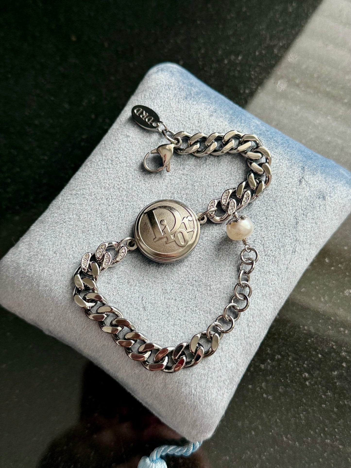 ✨ONE OF A KIND silver reworked button bracelet • large unique non tarnish chain