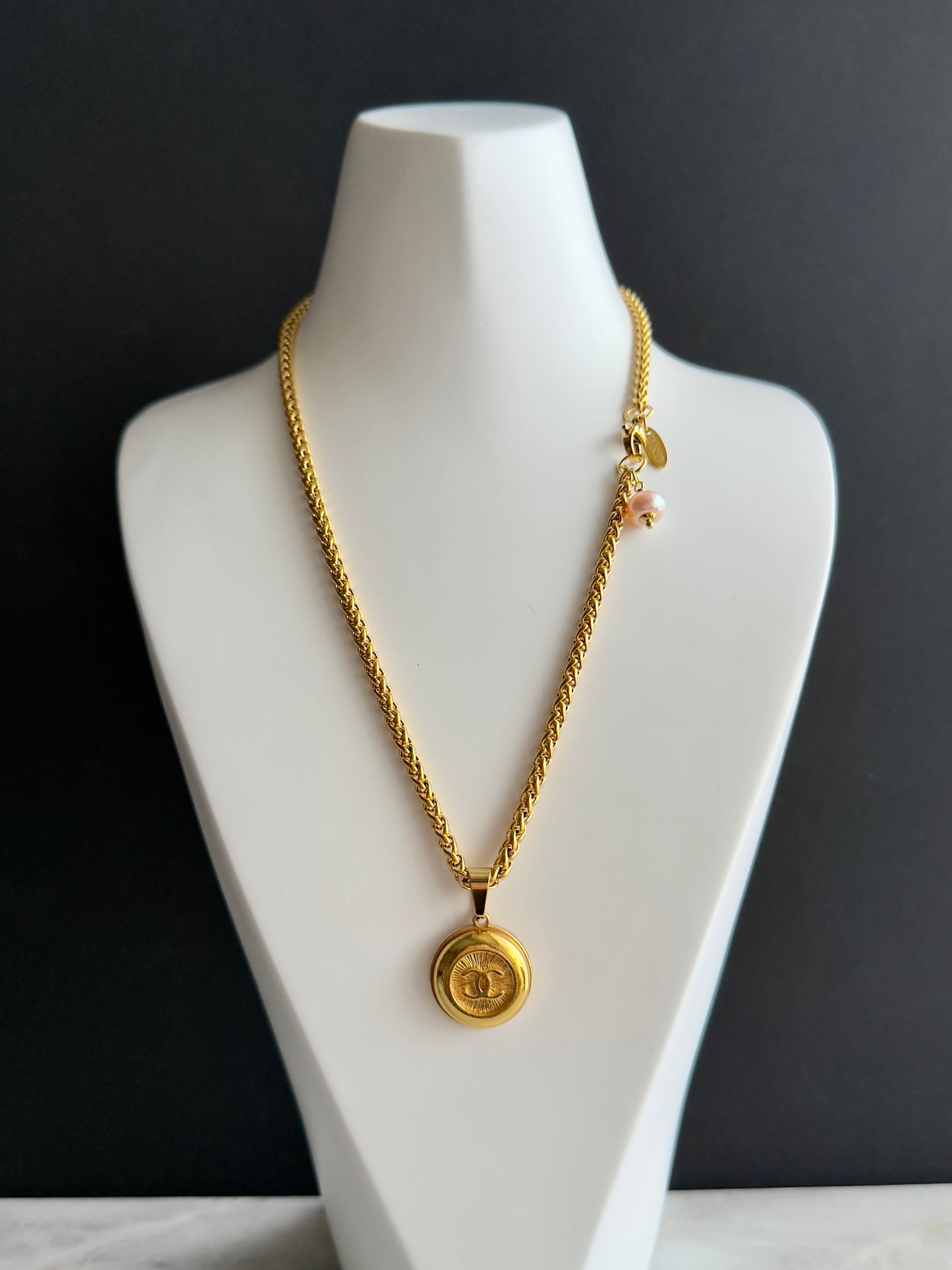 Vintage Authentic reworked Gold button Necklace