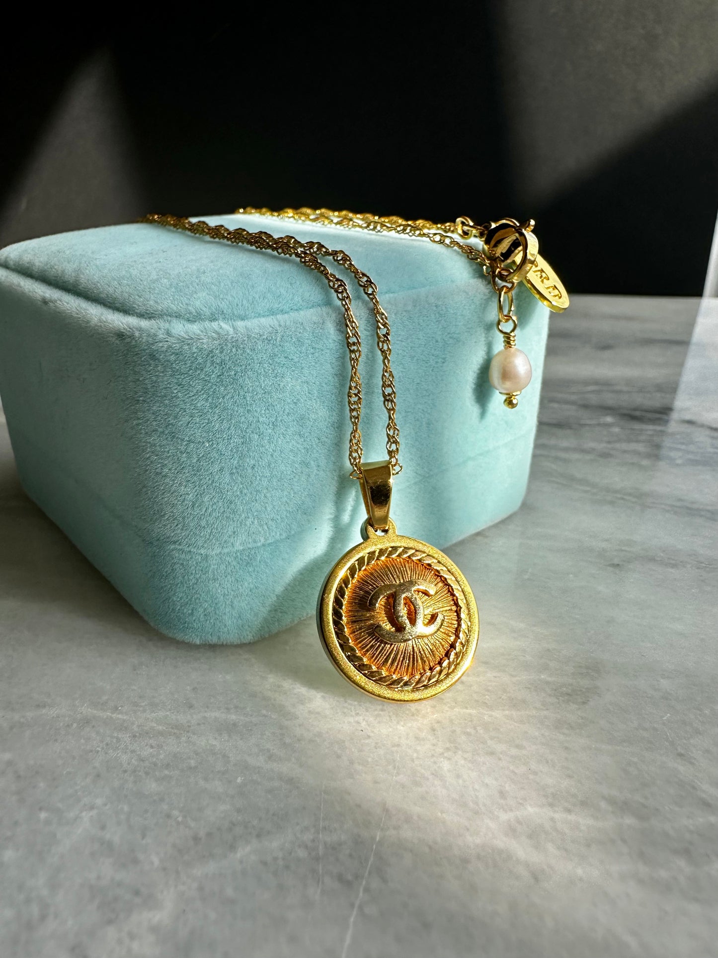 Vintage Authentic reworked Gold button Necklace