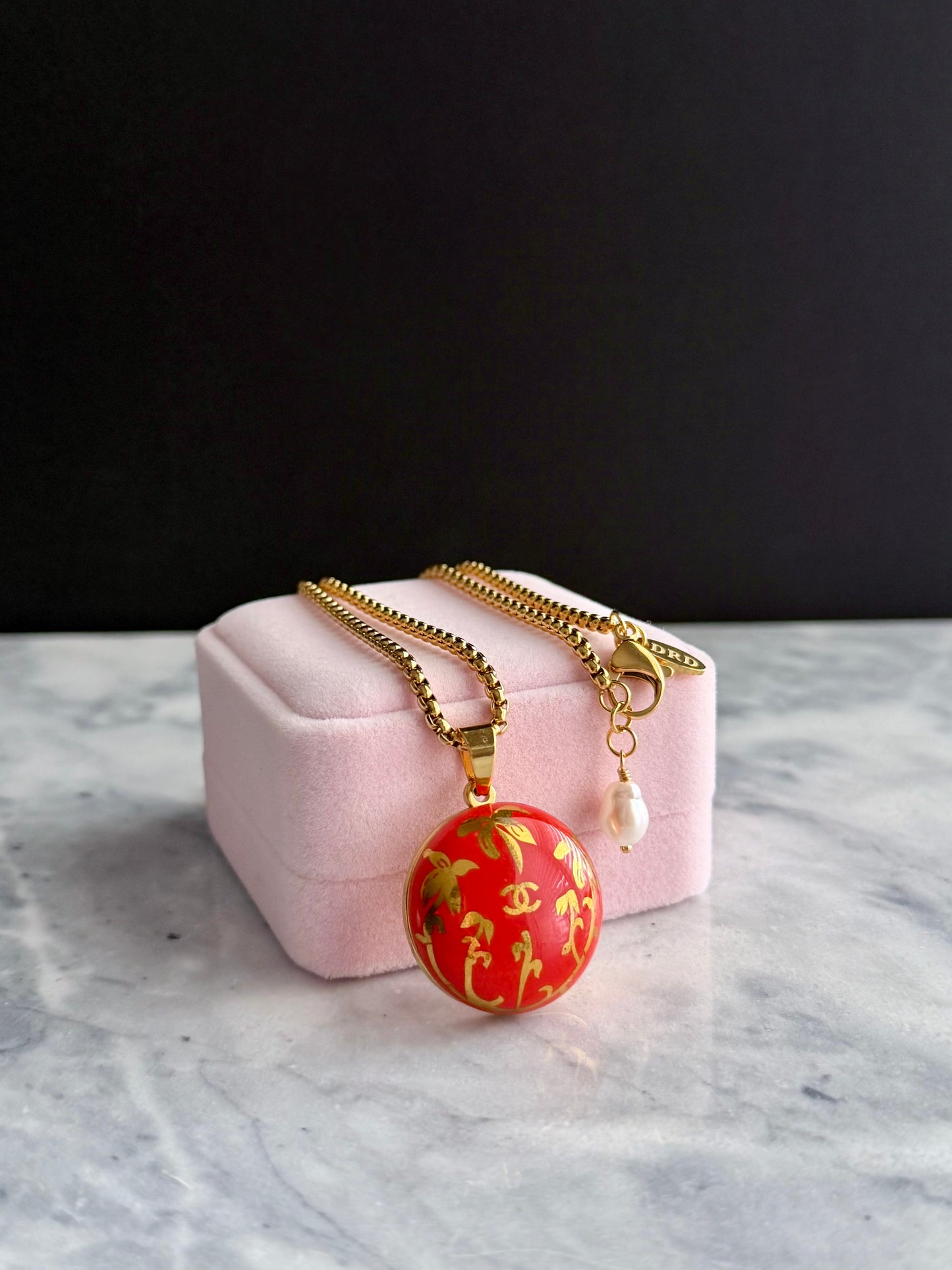 🧡 HUGE EXTREMELY RARE reworked orange button necklace