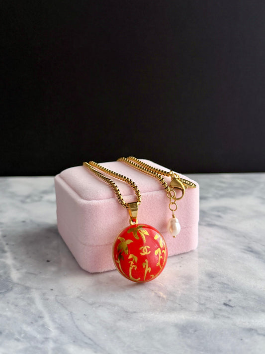 🧡 HUGE EXTREMELY RARE reworked orange button necklace