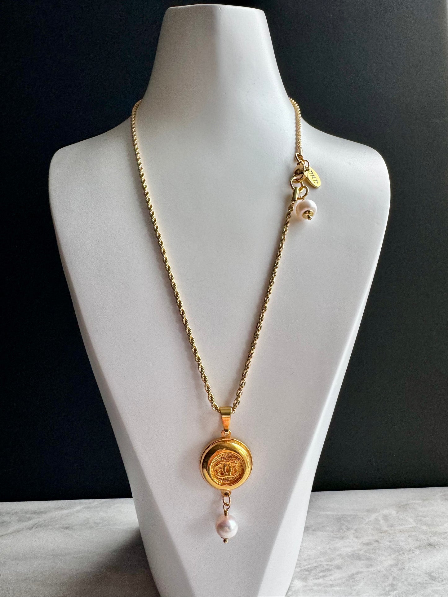 Vintage Authentic reworked Gold button Necklace