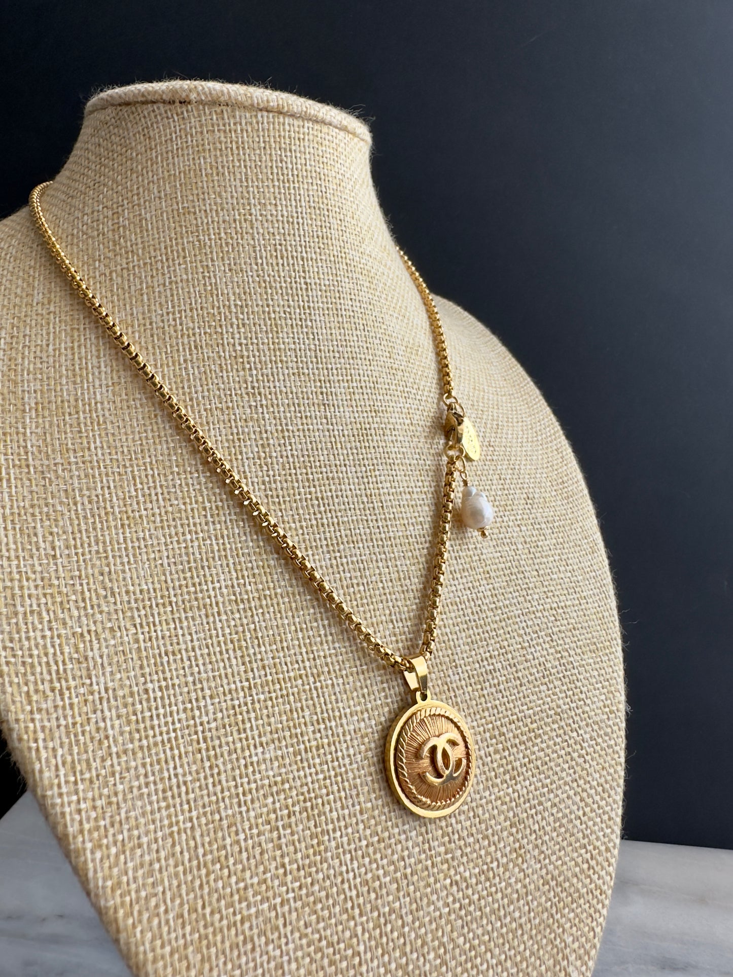 Vintage Authentic reworked Gold button Necklace