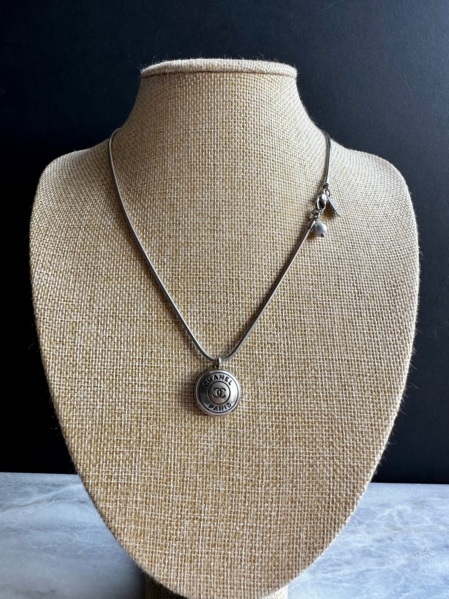 Authentic Reworked silver Button Necklace