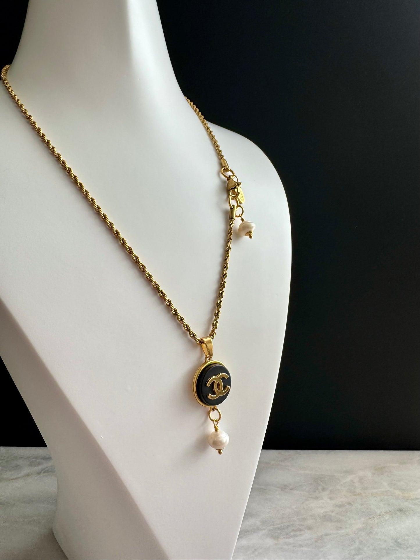 Vintage Authentic reworked Gold button Necklace