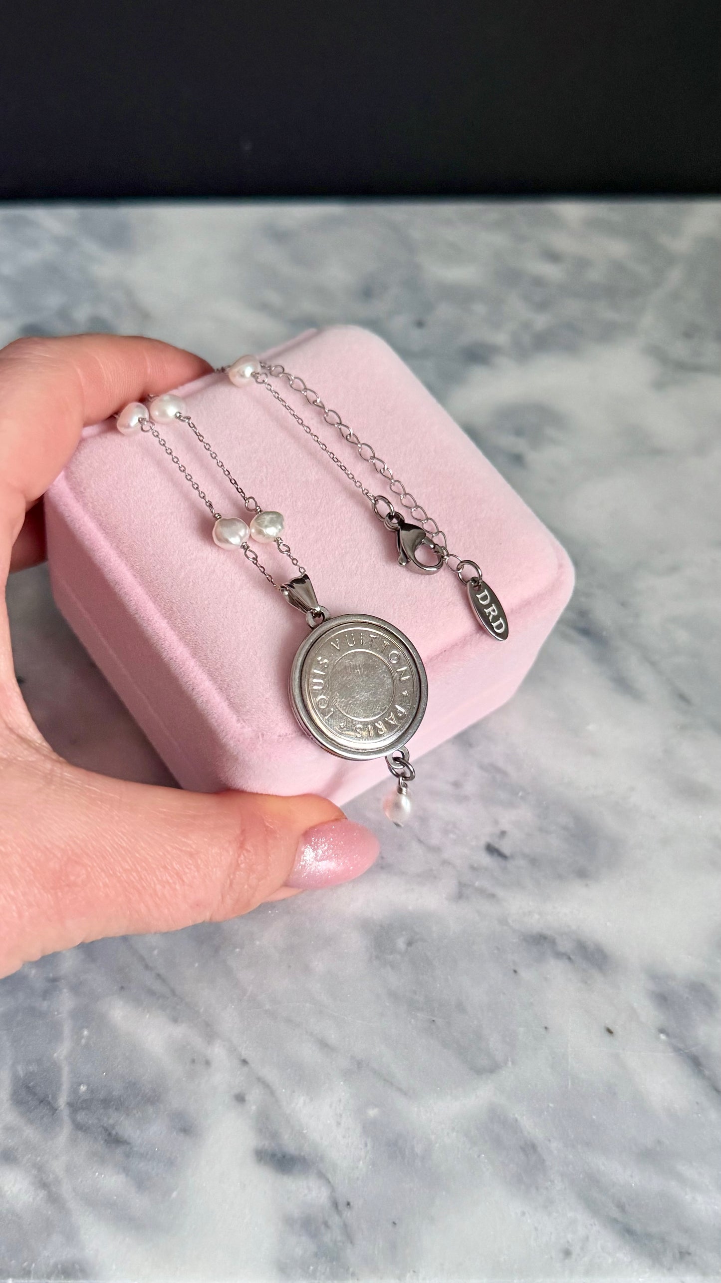 🖤 One of a kind delicate Authentic Reworked button necklace