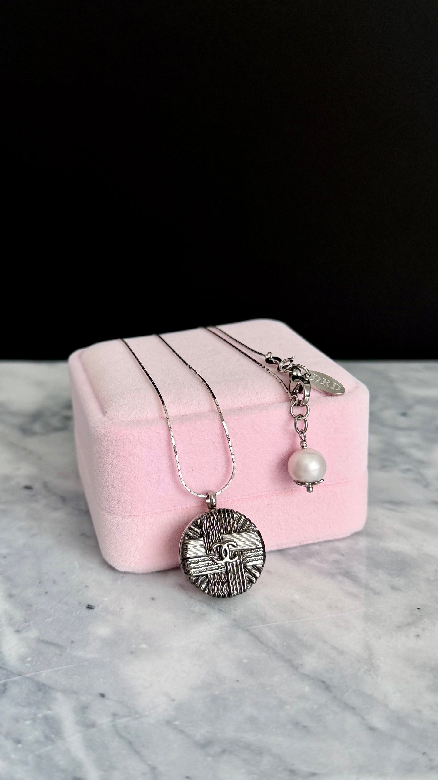 🖤 Reworked Authentic sterling silver button necklace with sterling silver chain