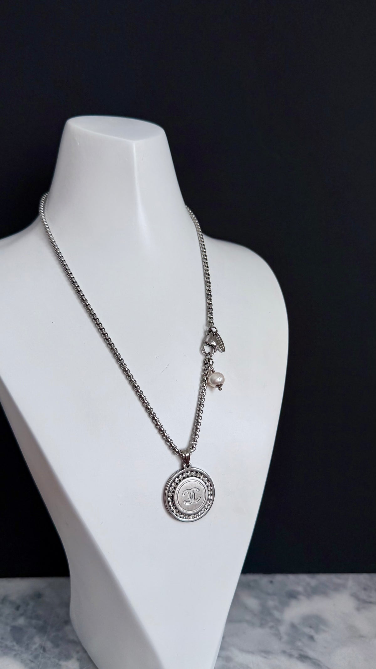✨ RARE Large Vintage Authentic reworked silver button Necklace