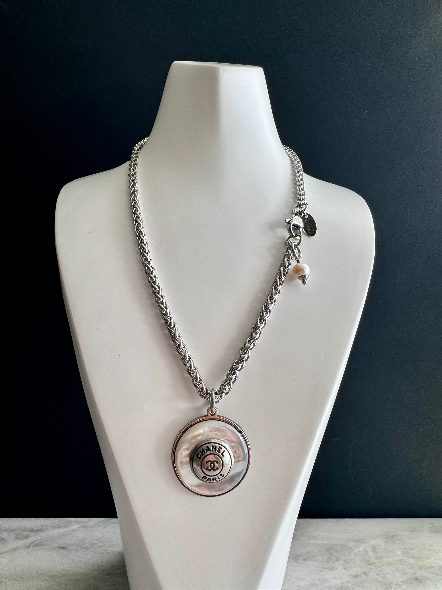 MOTHER OF PEARL One of a kind Authentic Reworked button necklace