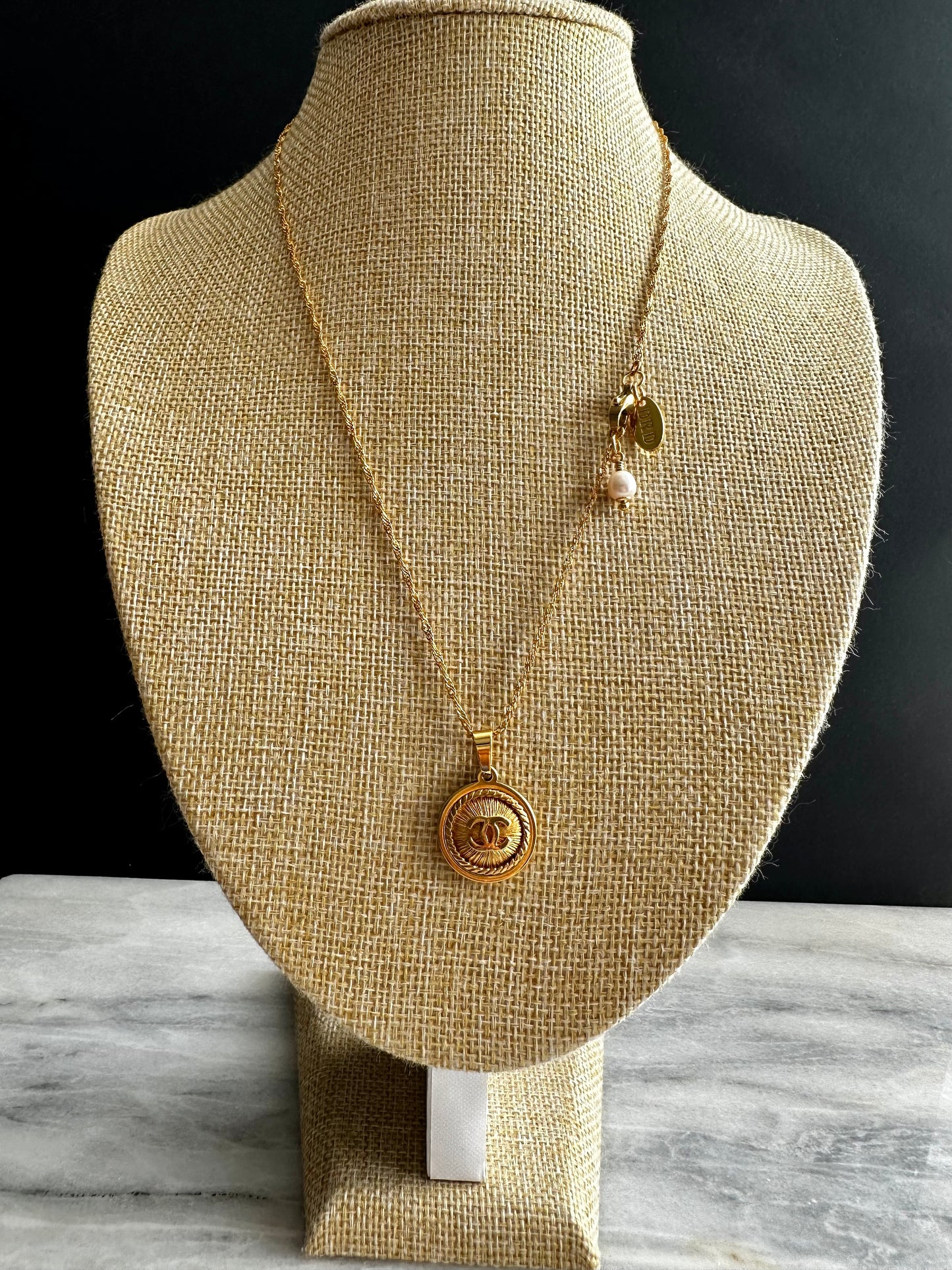 Vintage Authentic reworked Gold button Necklace