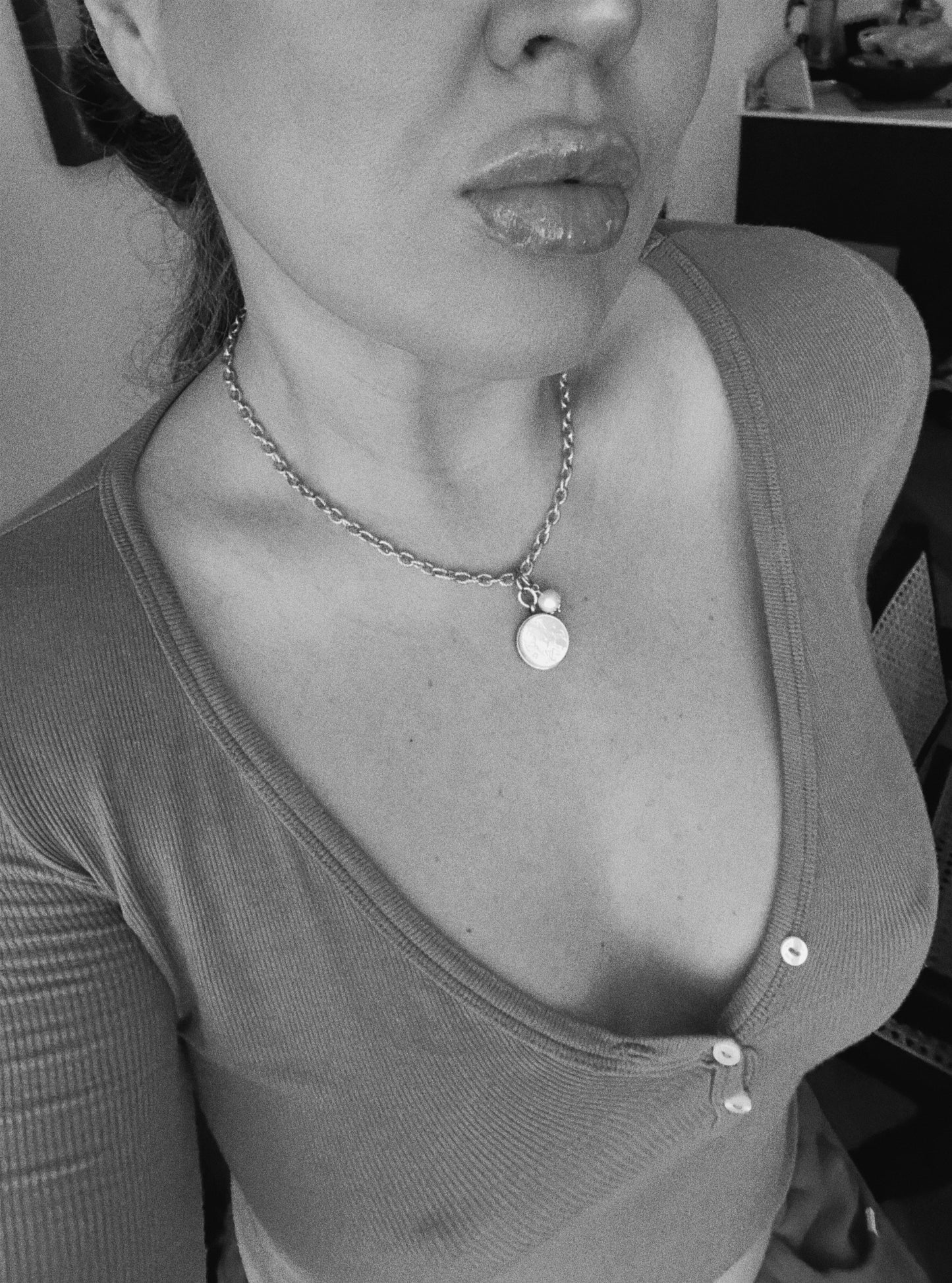 🖤 Authentic Reworked LV Button Necklace