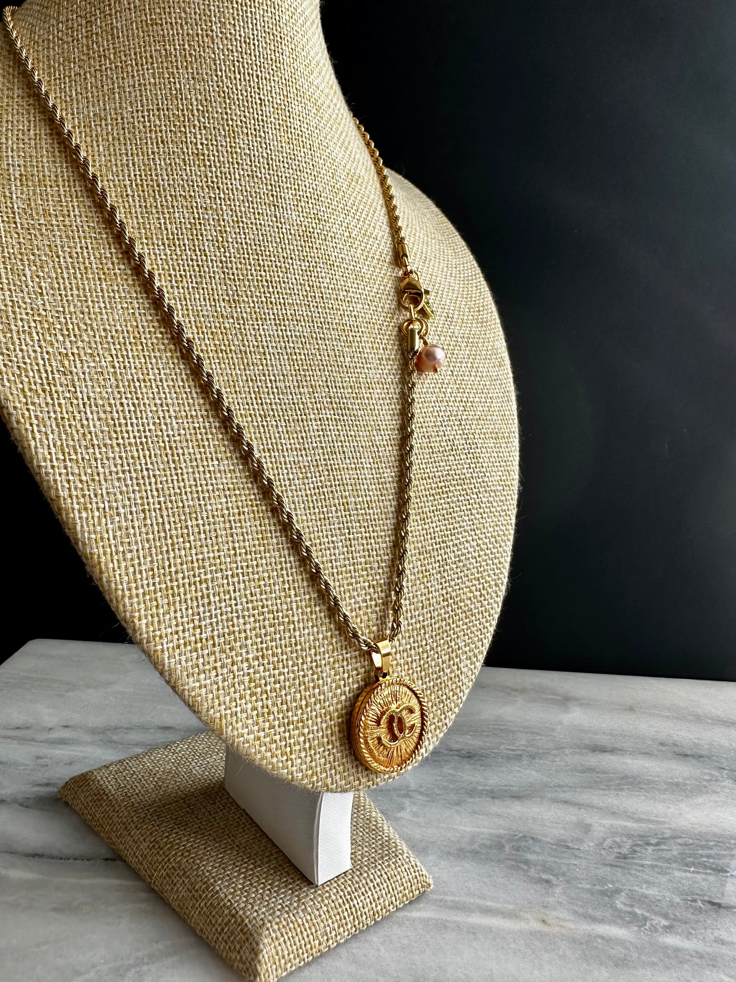 Vintage Authentic reworked Gold button Necklace