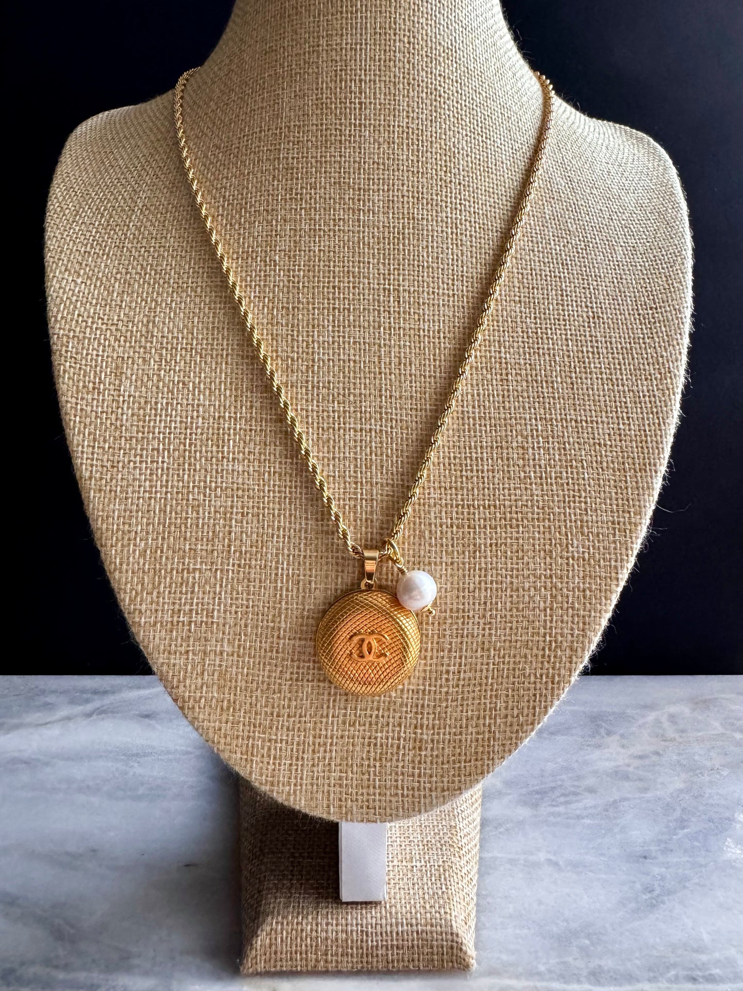 Large RARE Vintage Authentic reworked Gold button Necklace