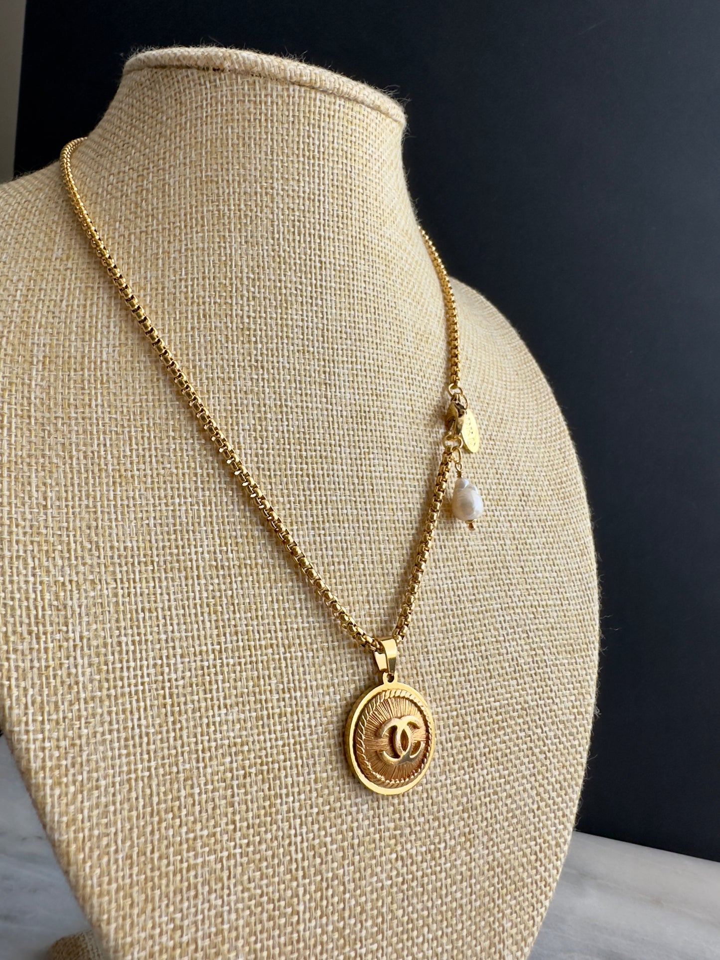 Vintage Authentic reworked Gold button Necklace