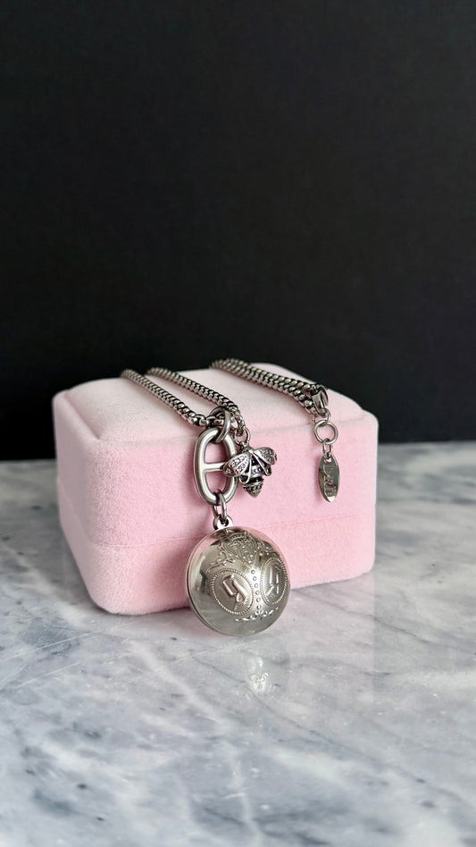 🐝 Vintage Silver Gucci charm chain necklace • high quality