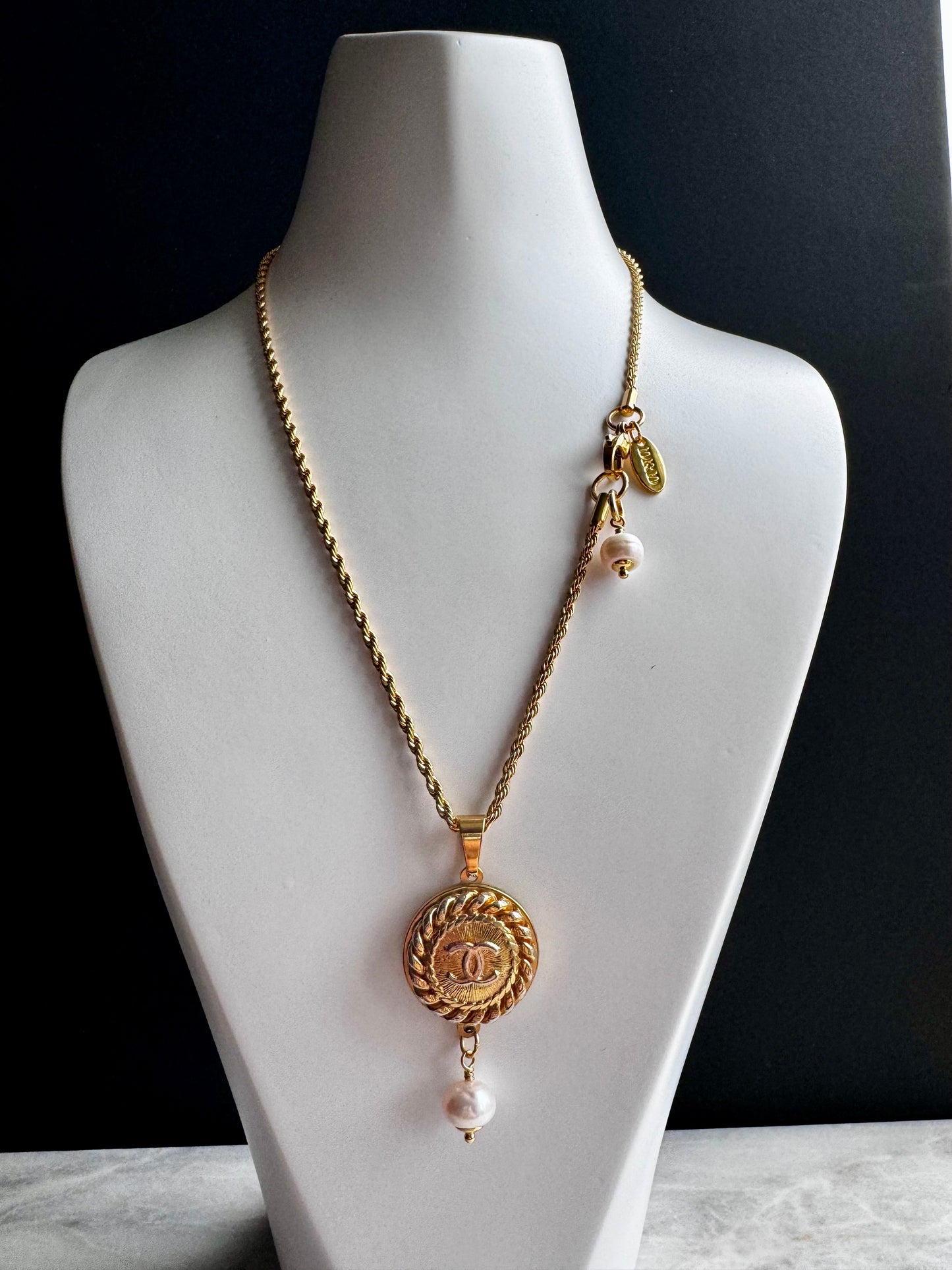 Vintage Authentic reworked Gold button Necklace