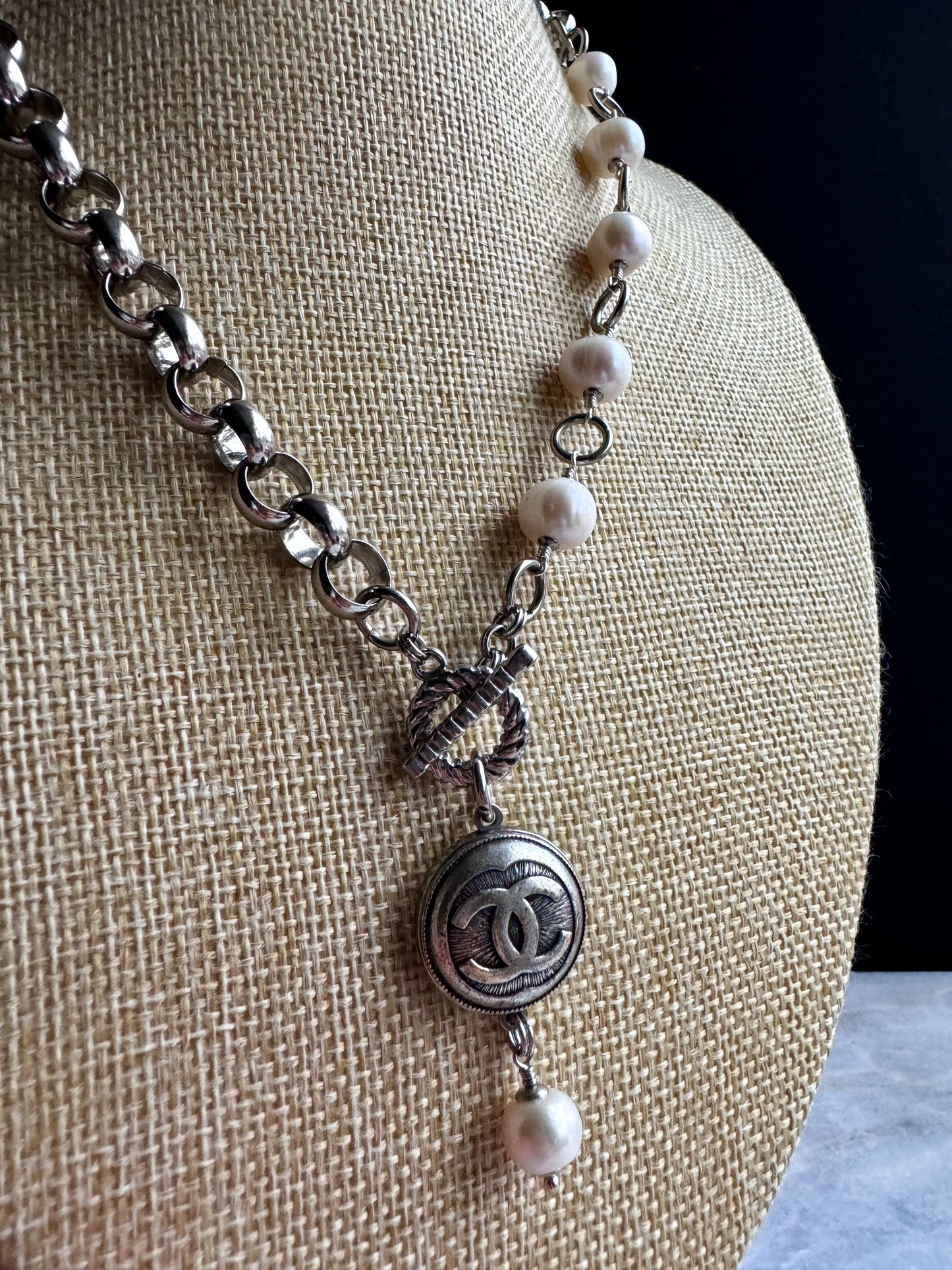 Extremely rare Authentic Reworked silver Button Necklace