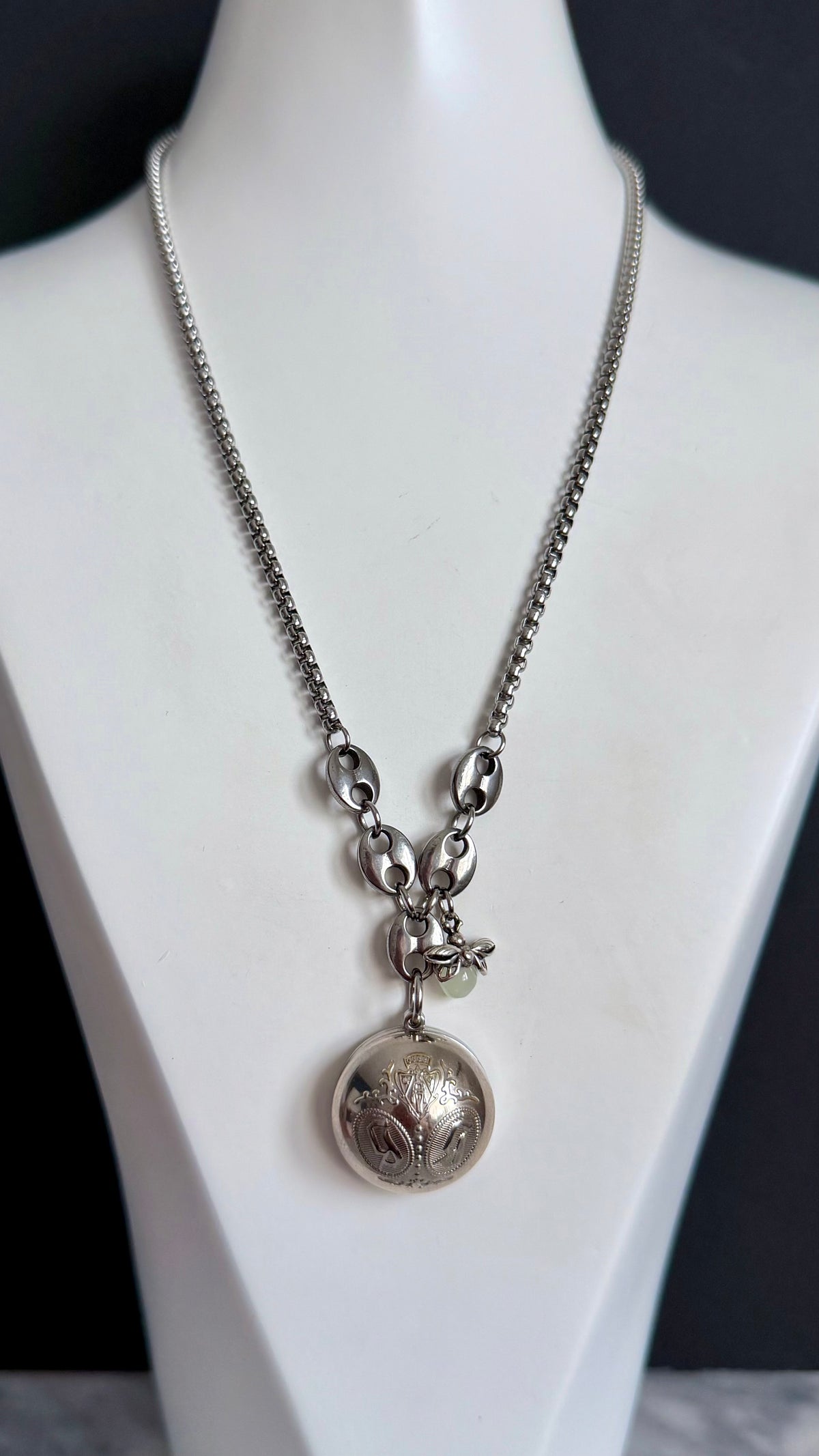 🐝 Vintage Silver Gucci charm chain necklace • high quality