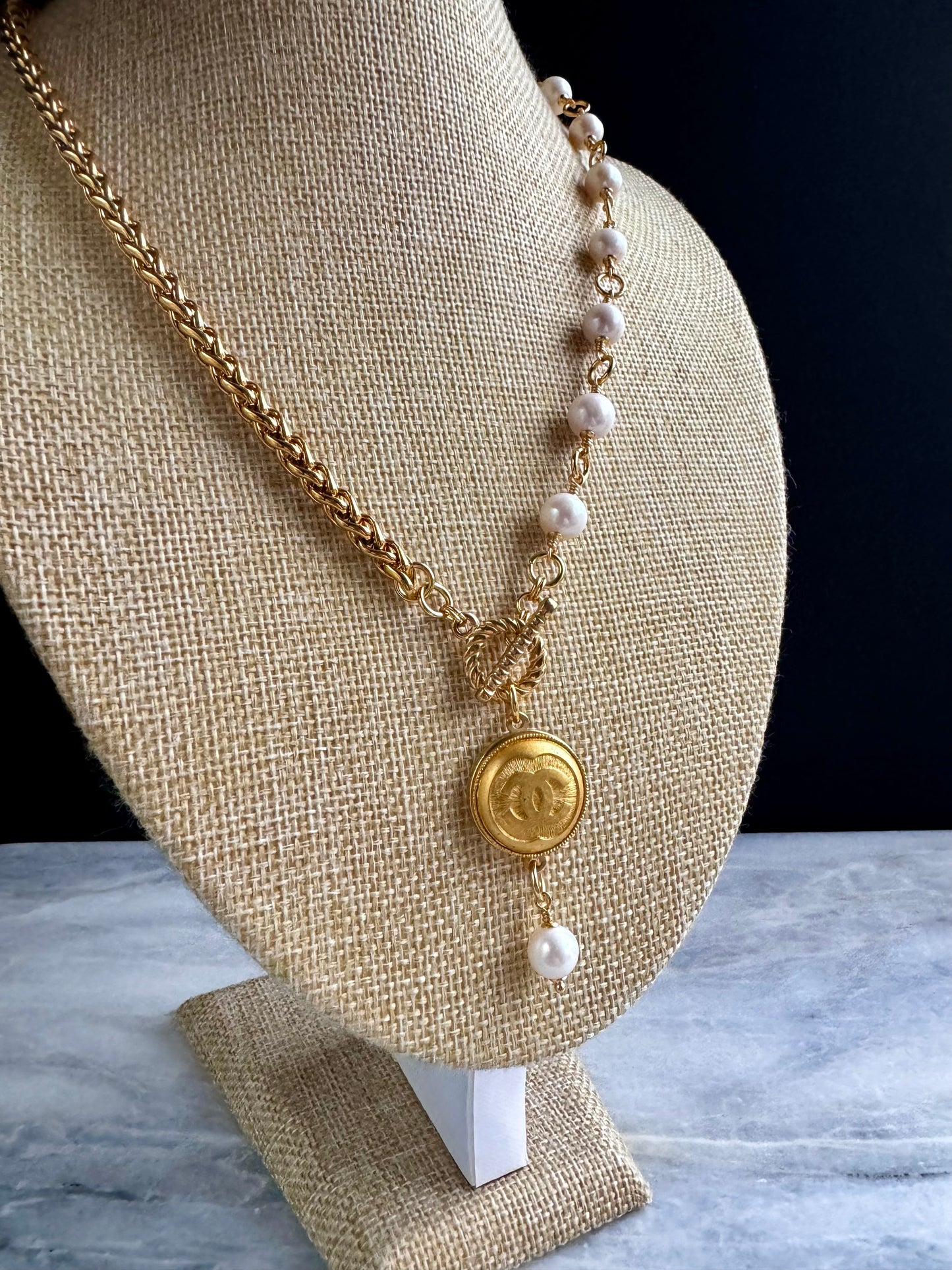 HUGE SUPER RARE Vintage Authentic reworked Gold button Necklace