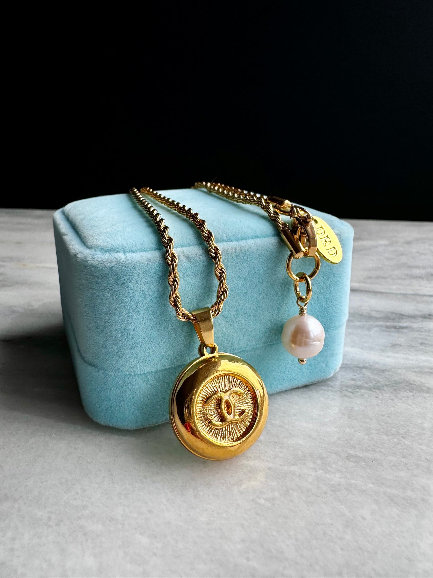 Vintage Authentic reworked Gold button Necklace