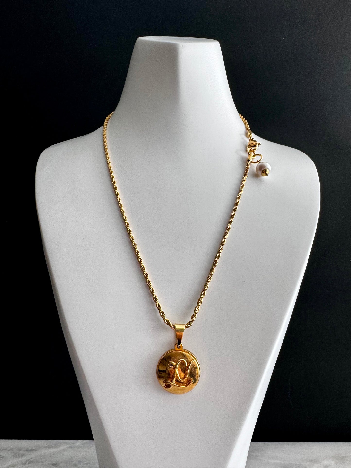 Authentic gold reworked Louis Vuitton button Necklace - VERY rare!