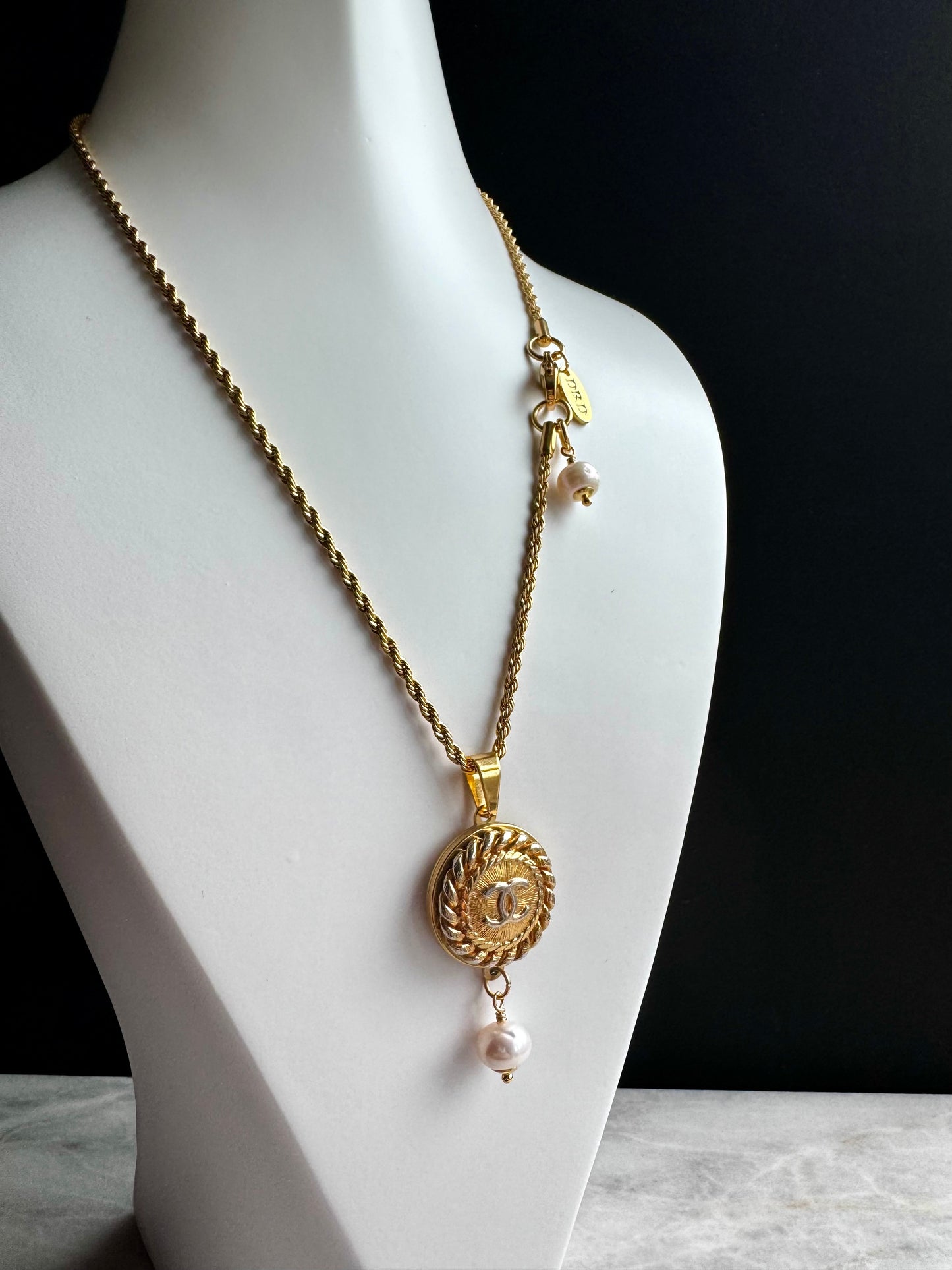 Vintage Authentic reworked Gold button Necklace