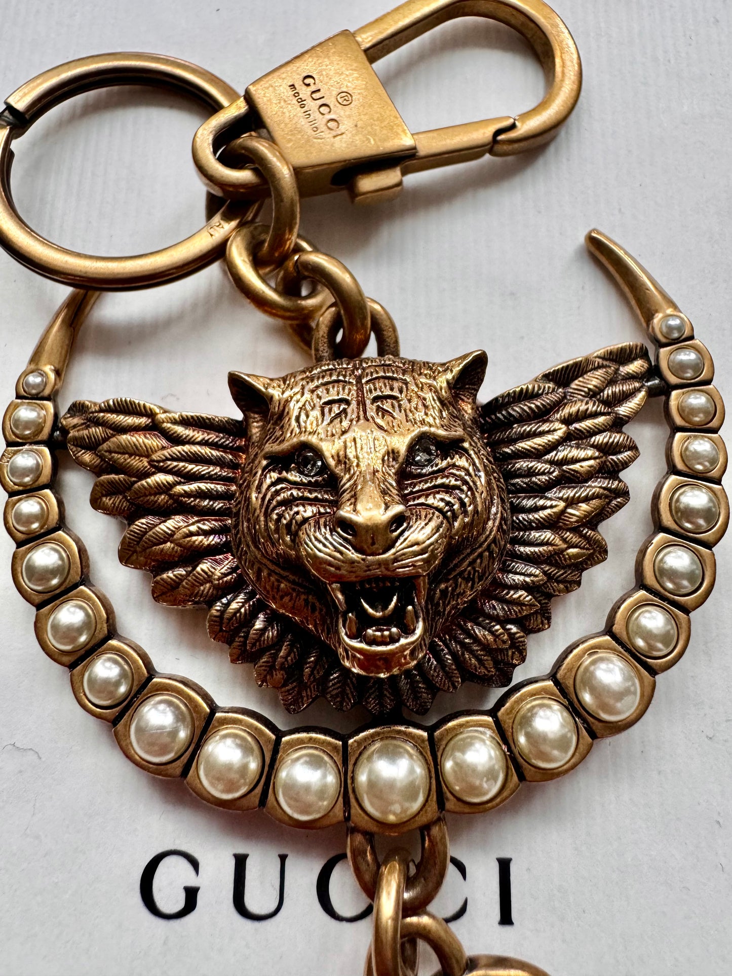 Vintage gold Gucci Tiger charm chain necklace • high quality