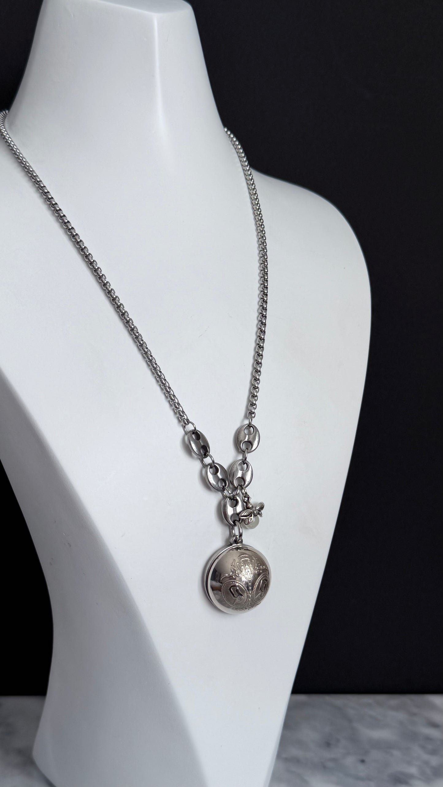 🐝 Vintage Silver Gucci charm chain necklace • high quality