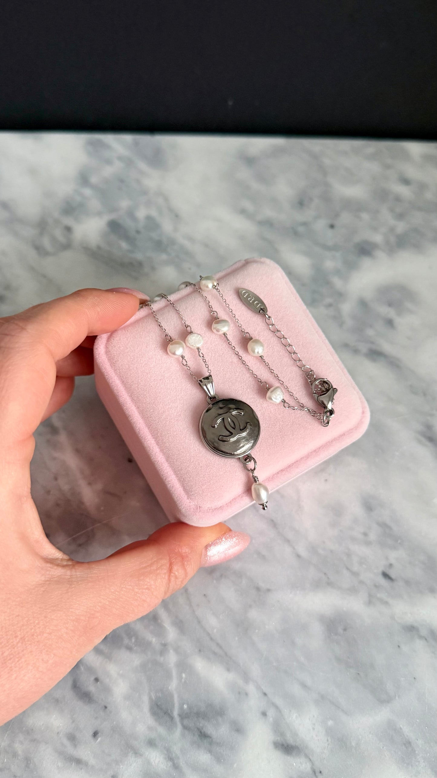 🖤 One of a kind delicate Authentic Reworked button necklace