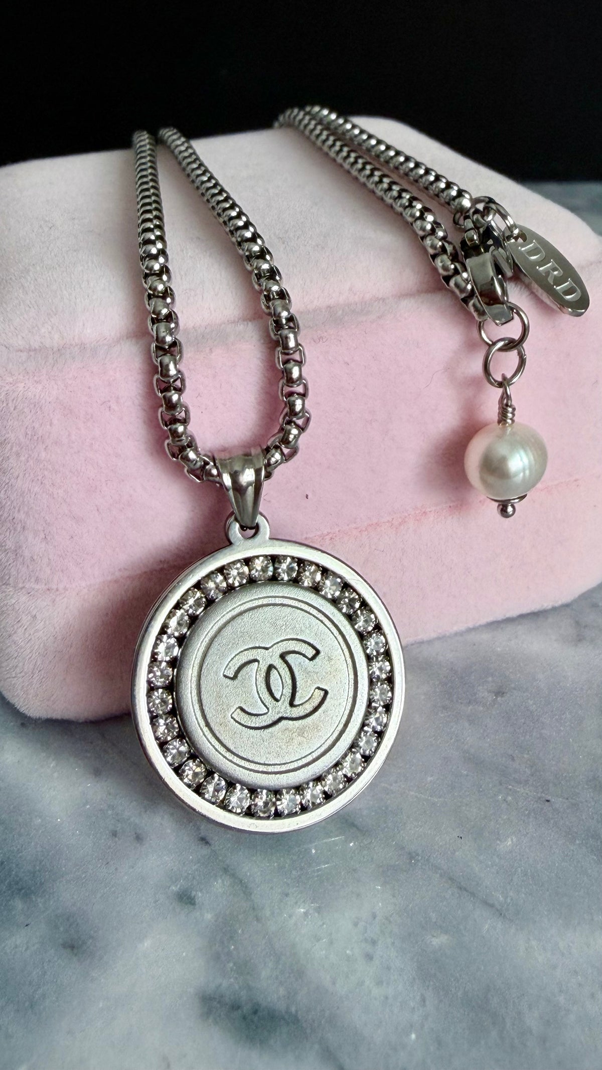 ✨ RARE Large Vintage Authentic reworked silver button Necklace