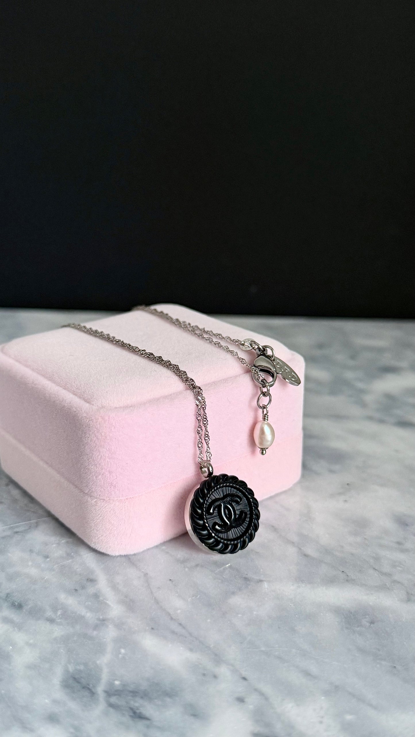 🖤 Reworked Authentic sterling silver button necklace with sterling silver chain