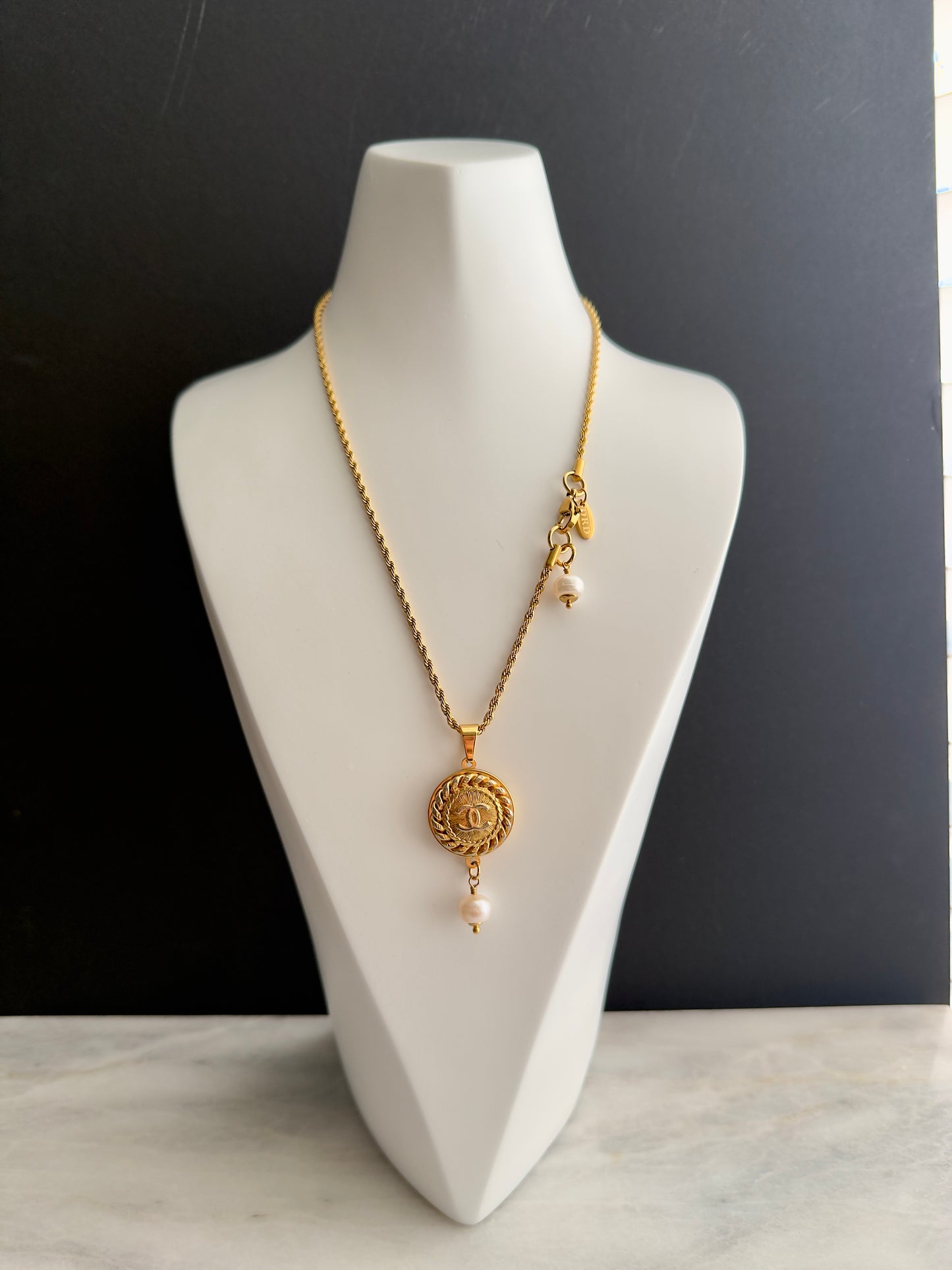 Vintage Authentic reworked Gold button Necklace