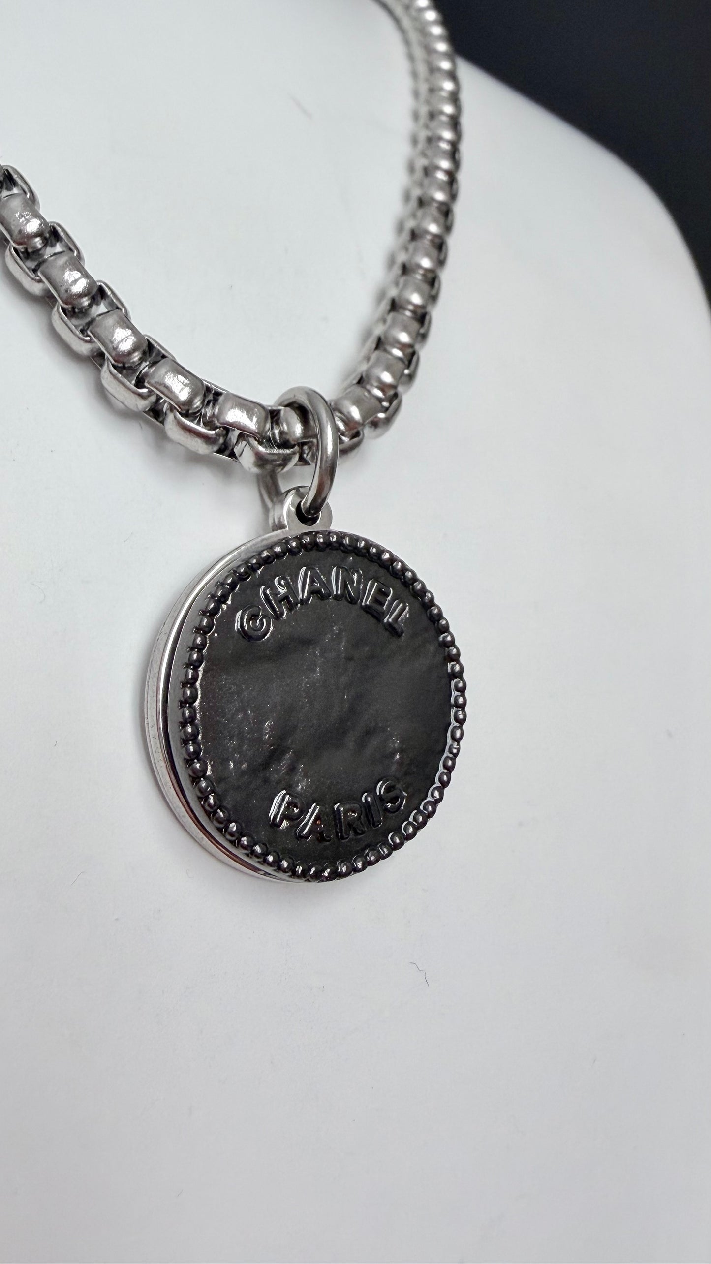 🤍 ONE OF A KIND - Authentic Reworked silver Button Double wrap Necklace