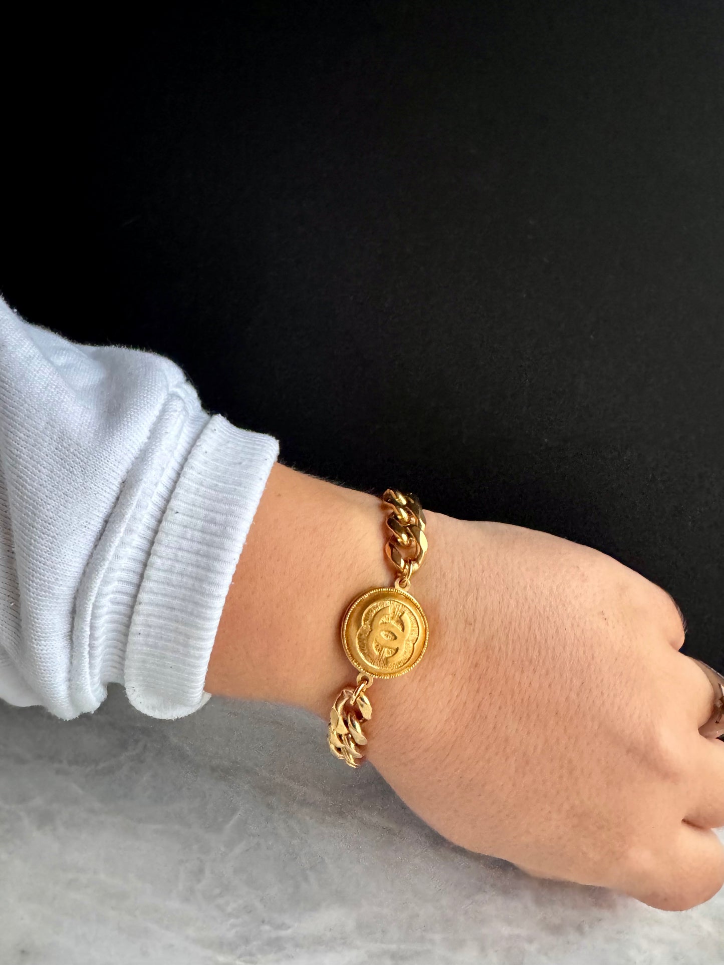 Gold super chunky Authentic Reworked button bracelet