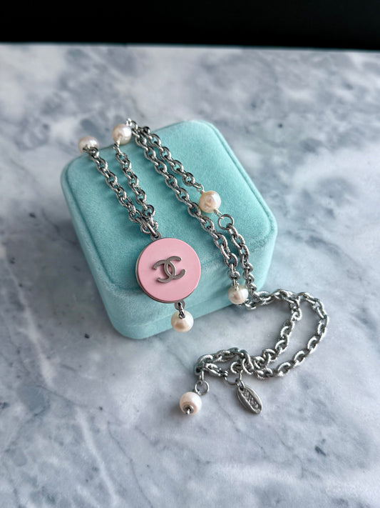 🖤 Extremely rare Authentic Reworked silver Button Necklace