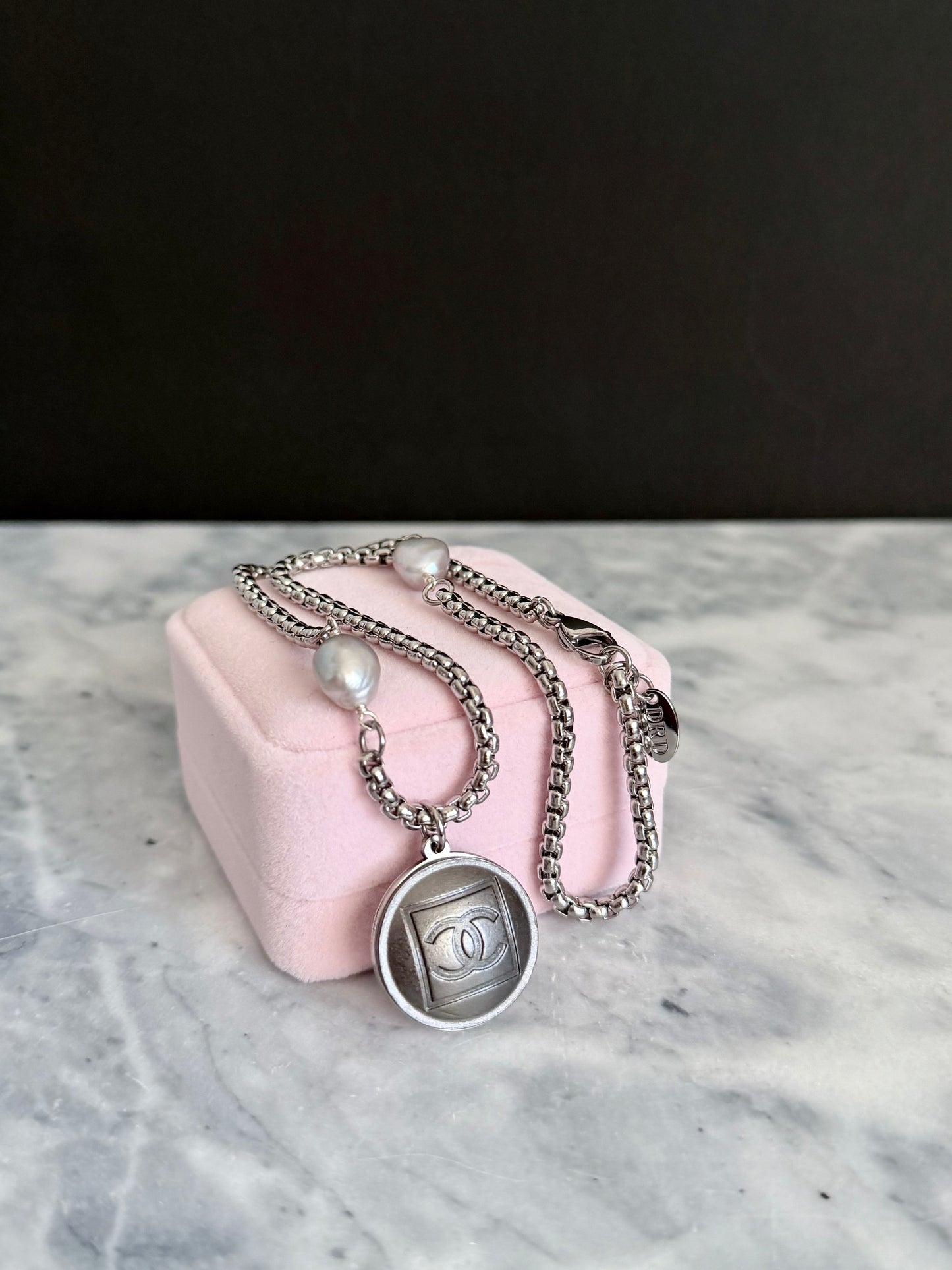 🤍 ONE OF A KIND - Authentic Reworked silver Button Necklace