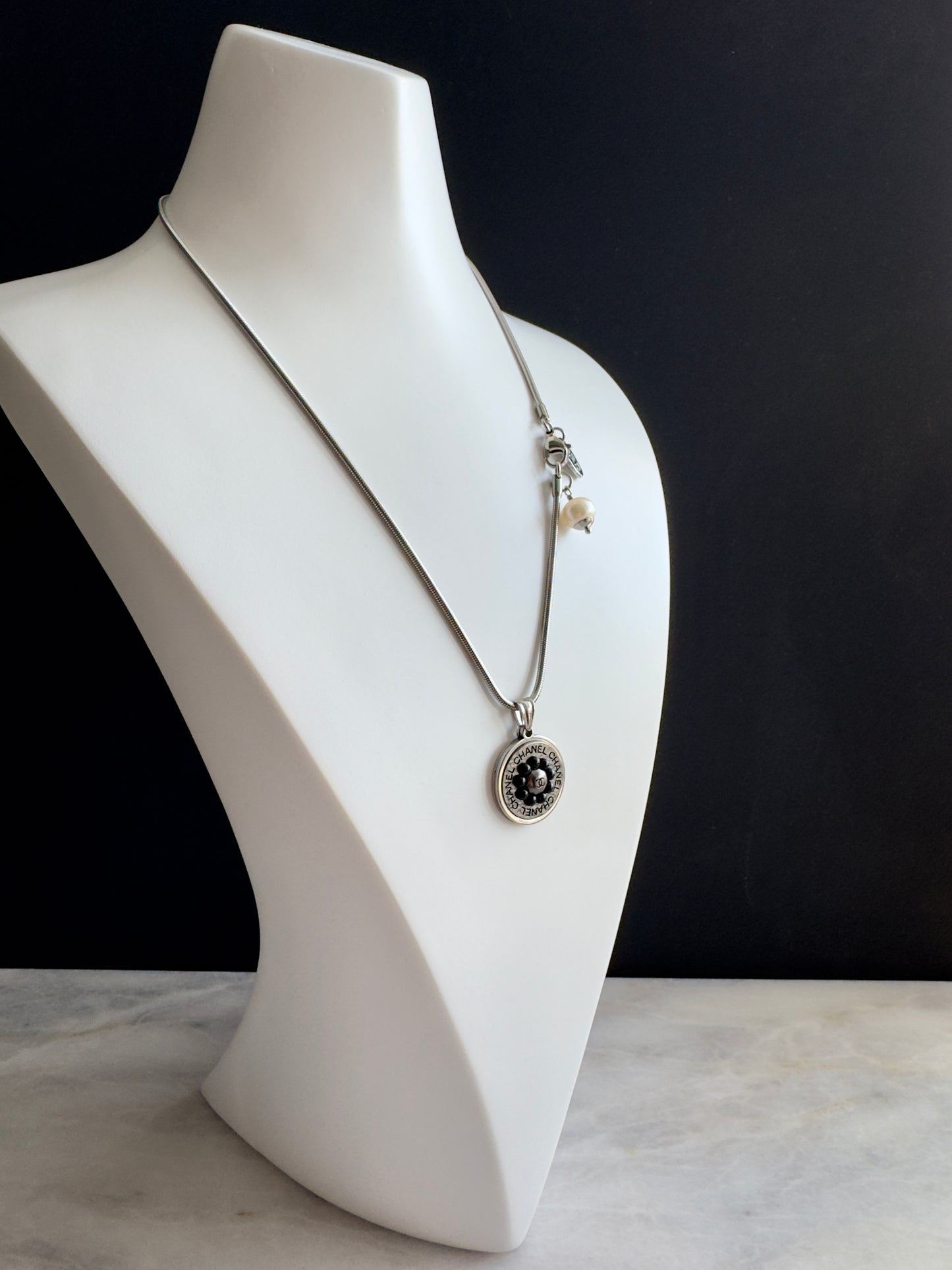 Authentic Reworked silver Button Necklace