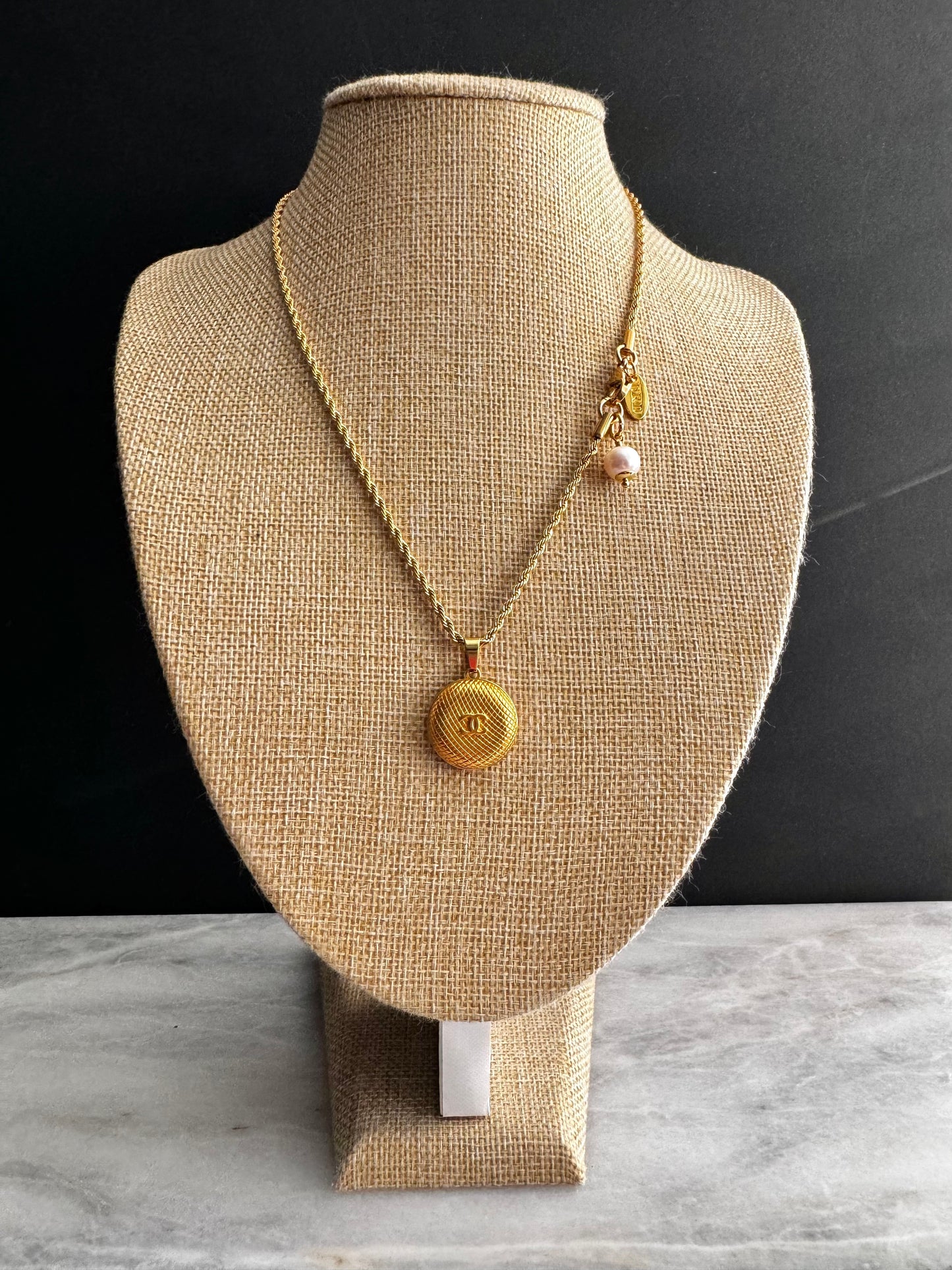 Vintage Authentic reworked Gold button Necklace