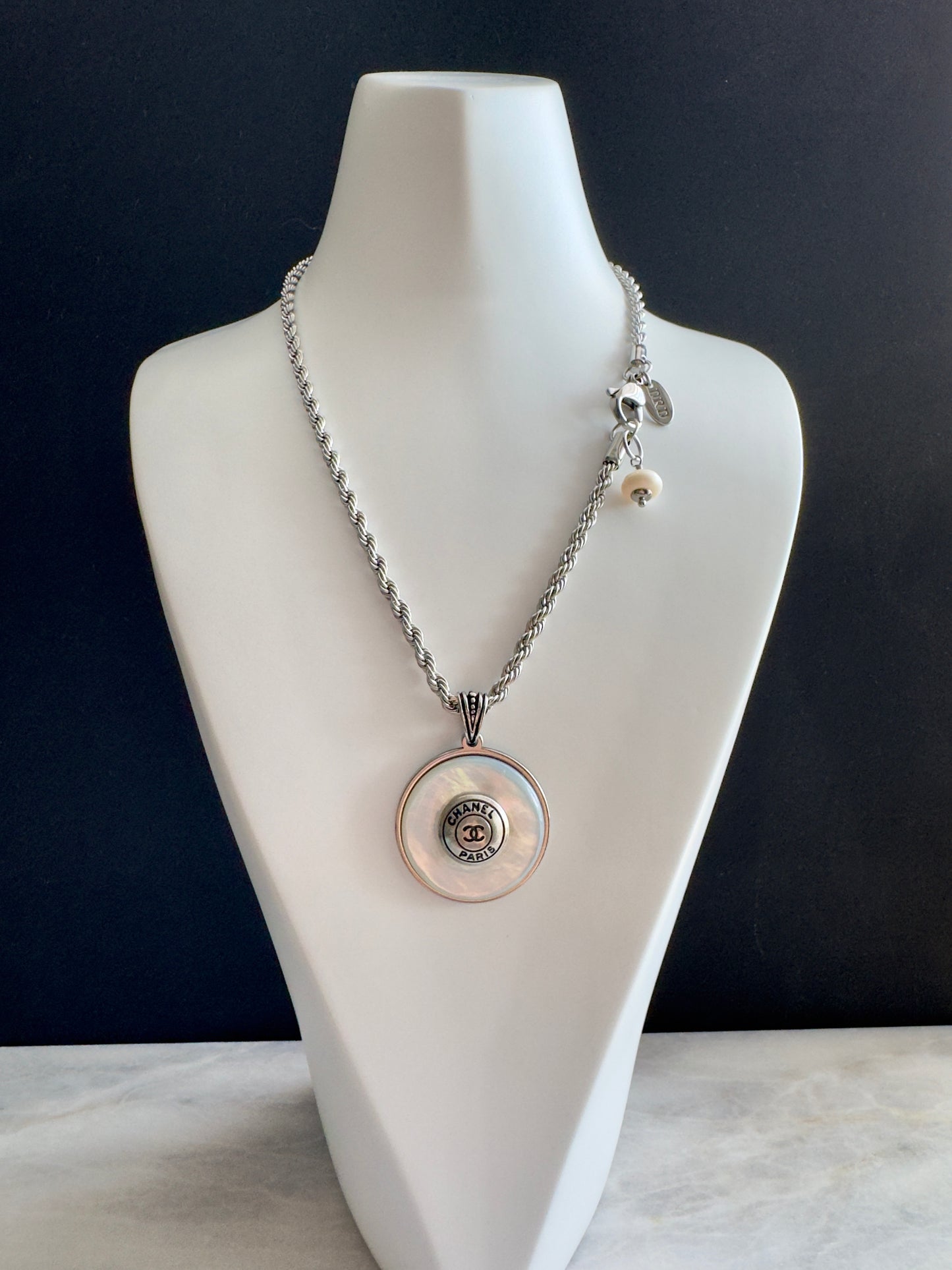 MOTHER OF PEARL One of a kind Authentic Reworked button necklace