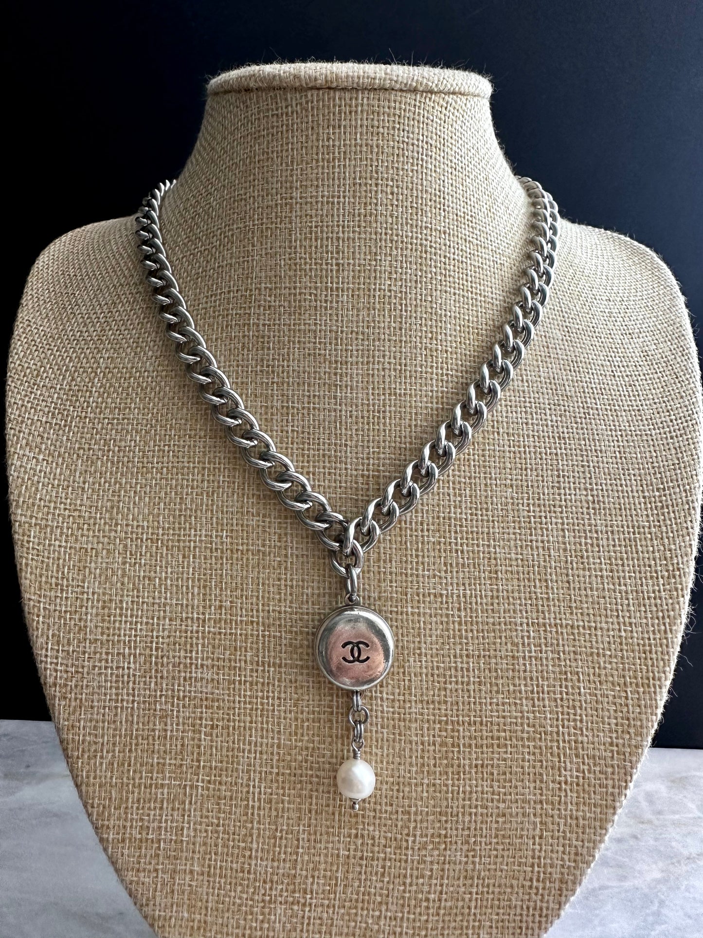 Extremely rare Authentic Reworked silver Button Necklace