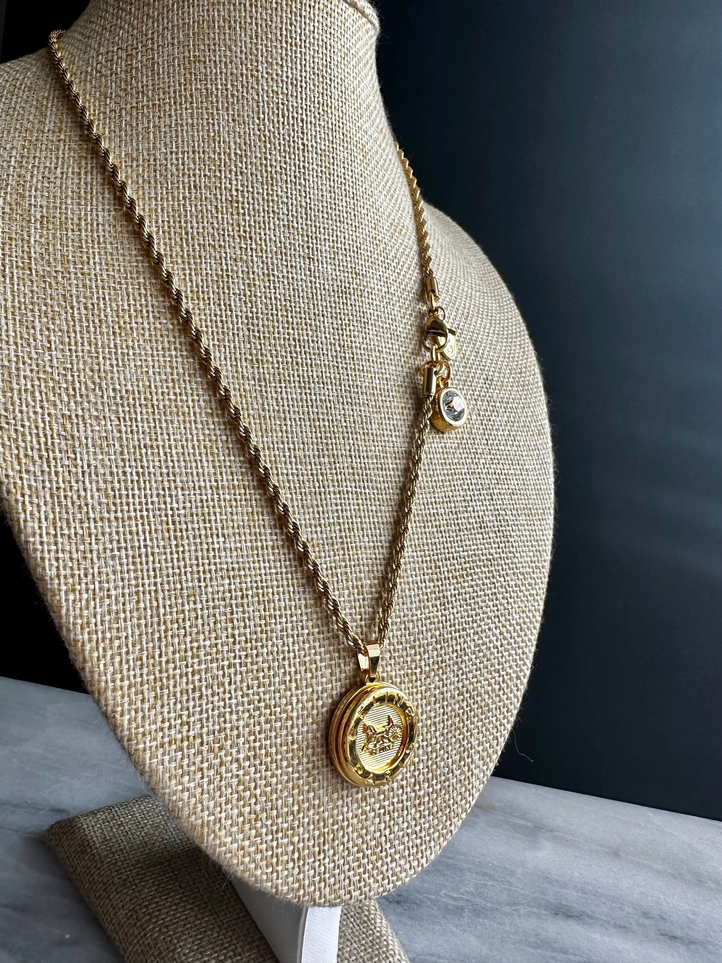 🤍 Vintage Authentic reworked Celine Gold button Necklace