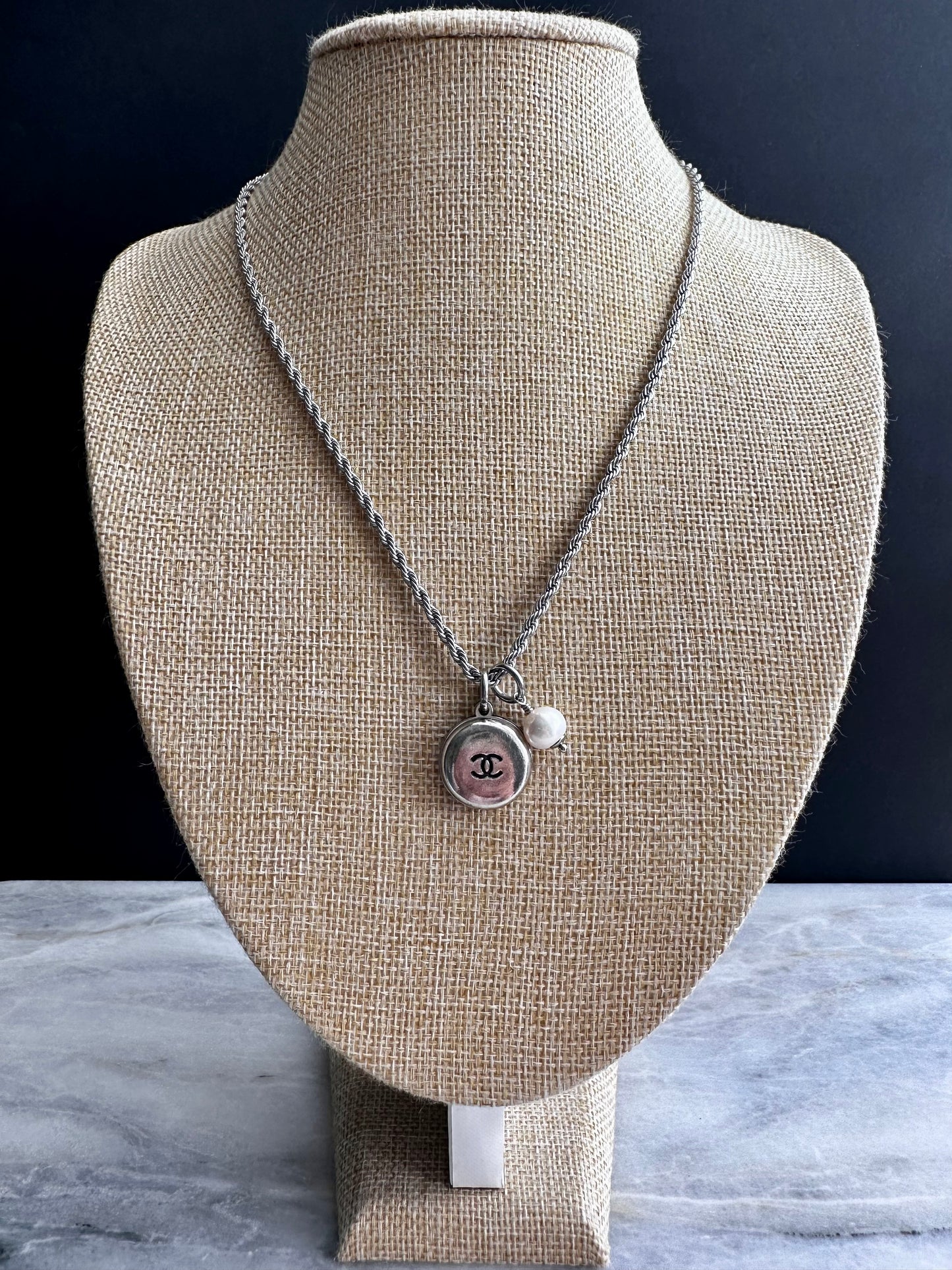 Extremely rare Authentic Reworked silver Button Necklace