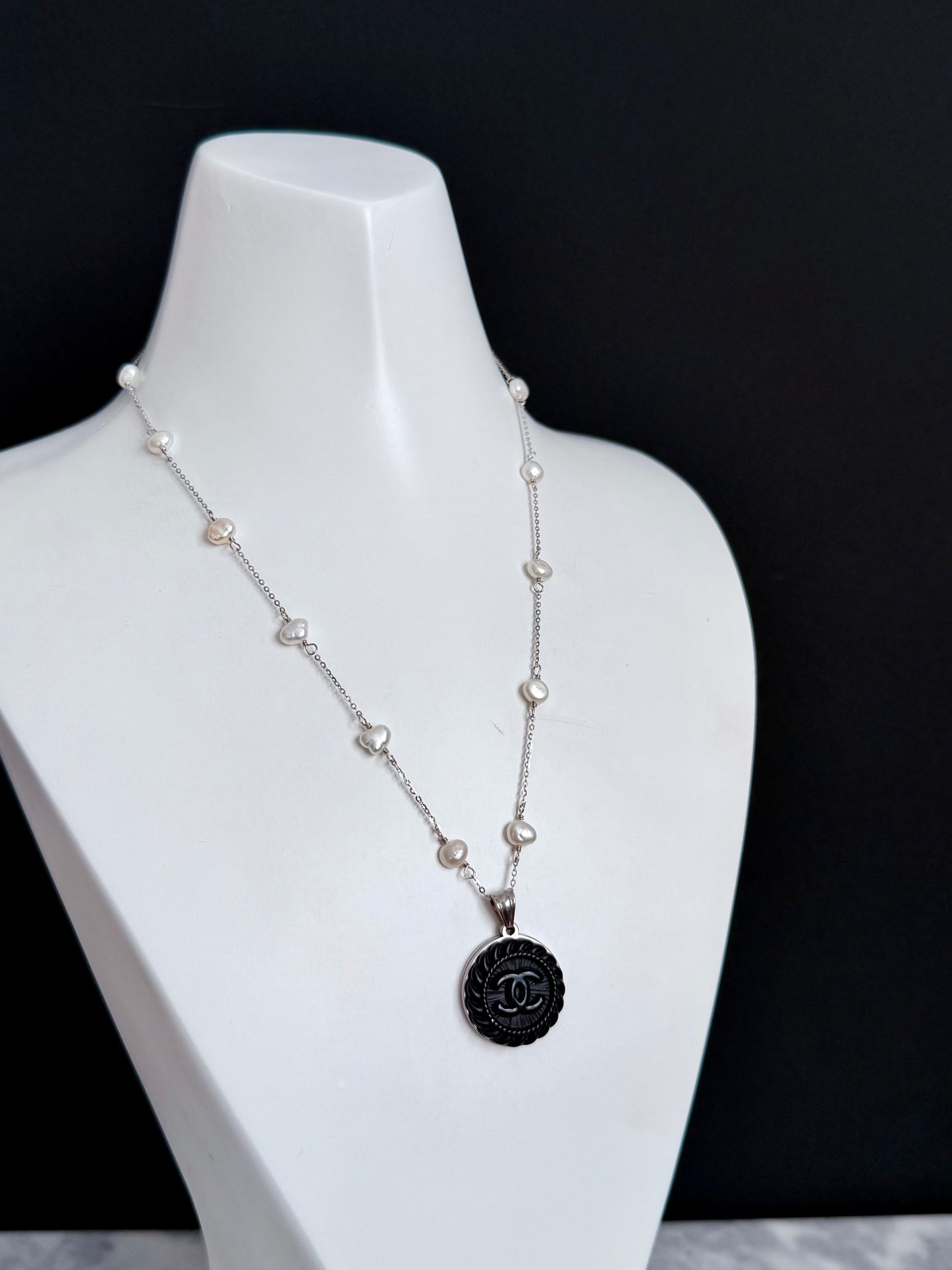 🖤 One of a kind delicate Authentic Reworked button necklace