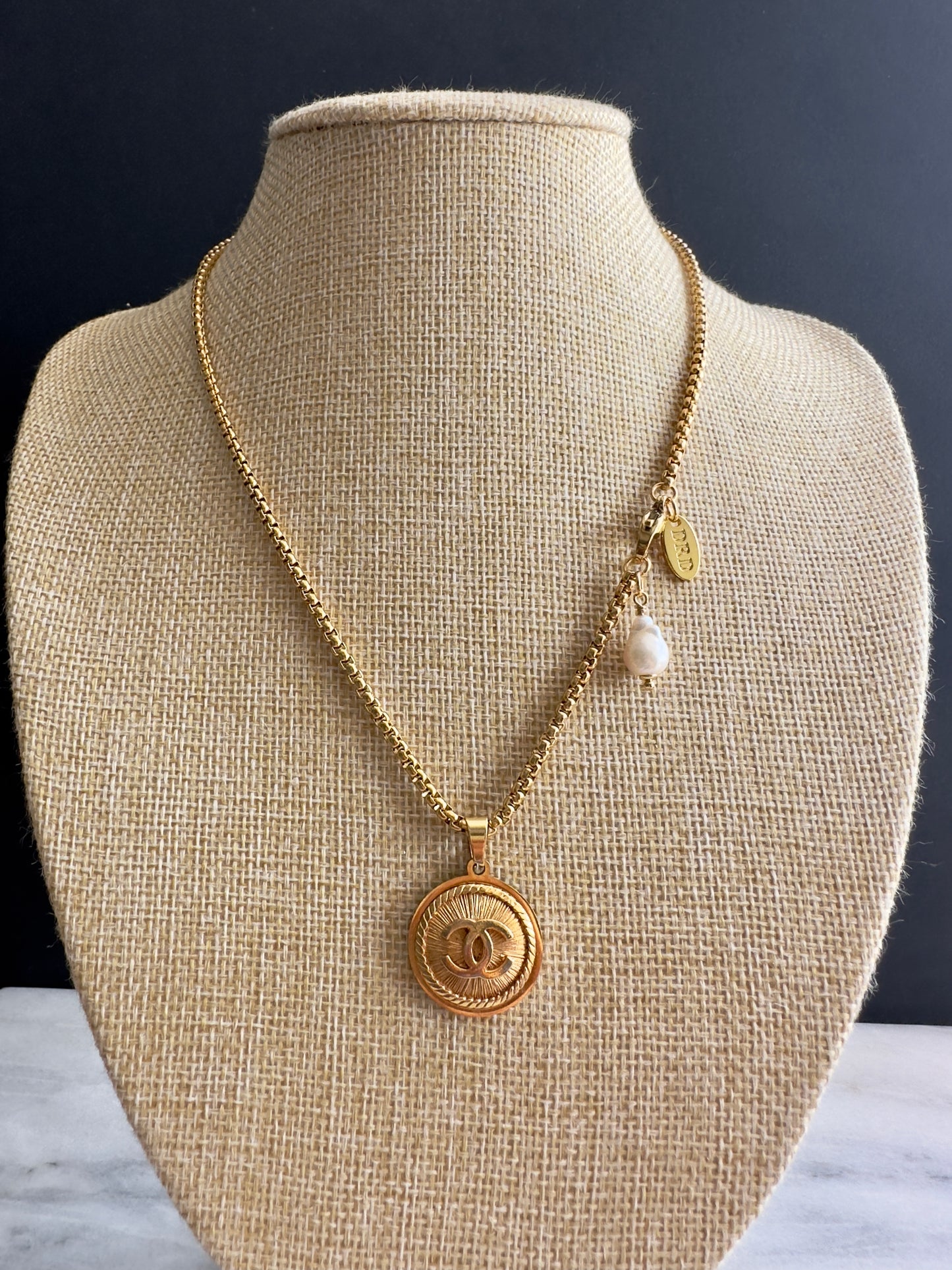 Vintage Authentic reworked Gold button Necklace