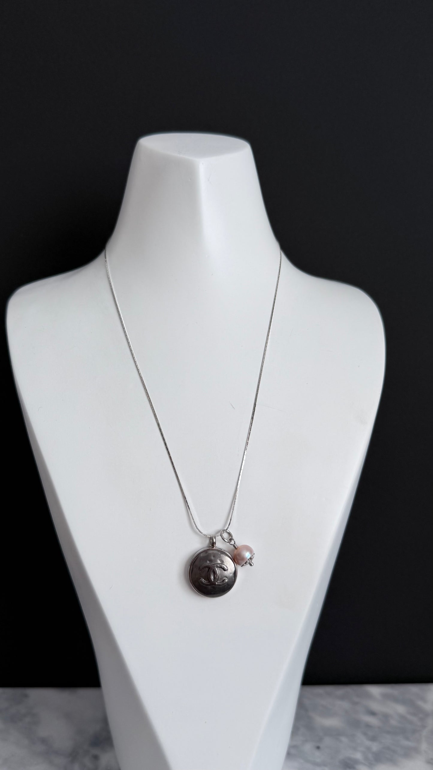 🖤 Reworked Authentic sterling silver button necklace with sterling silver chain