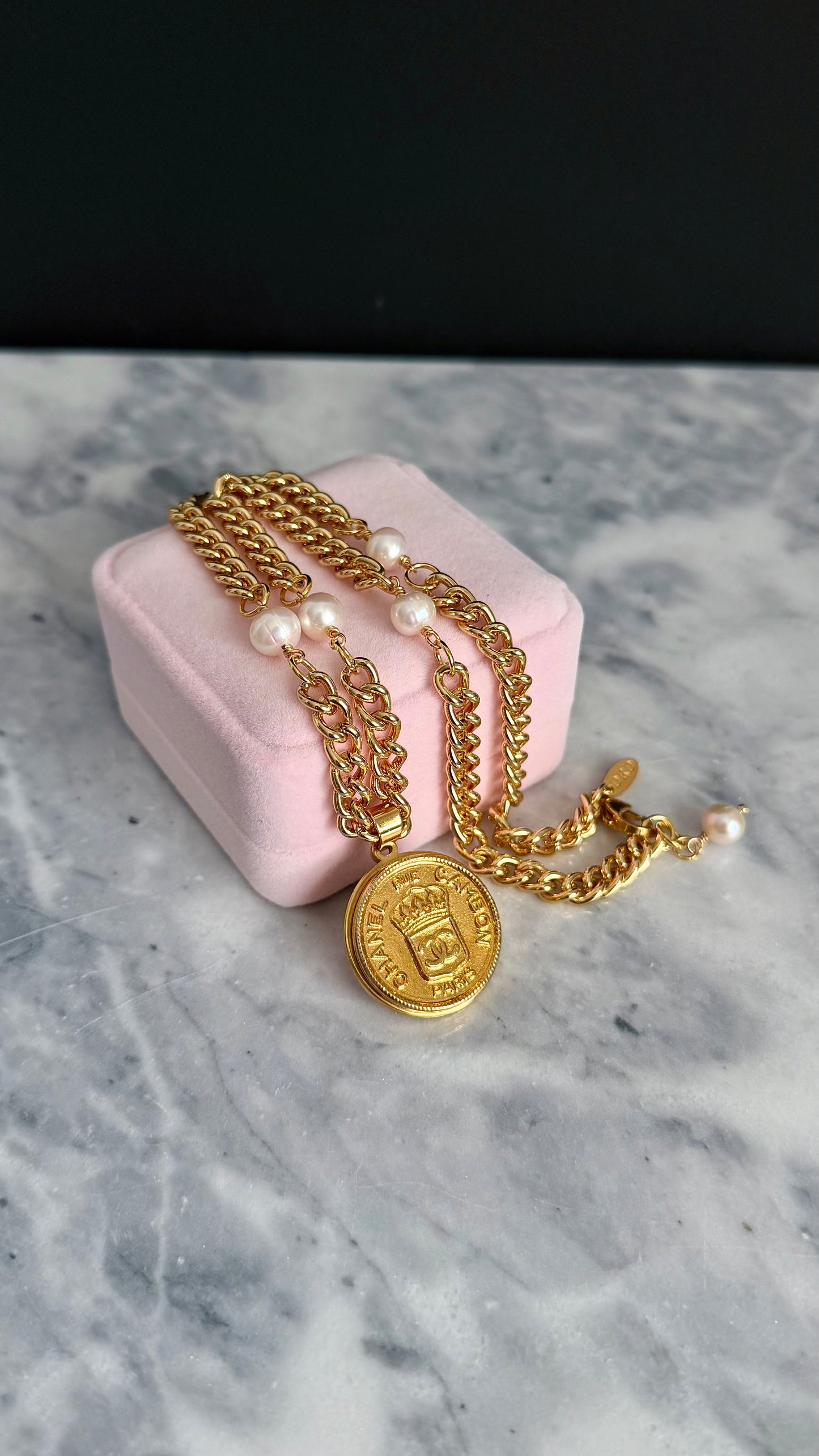 Extremely rare Authentic Reworked gold Button Necklace