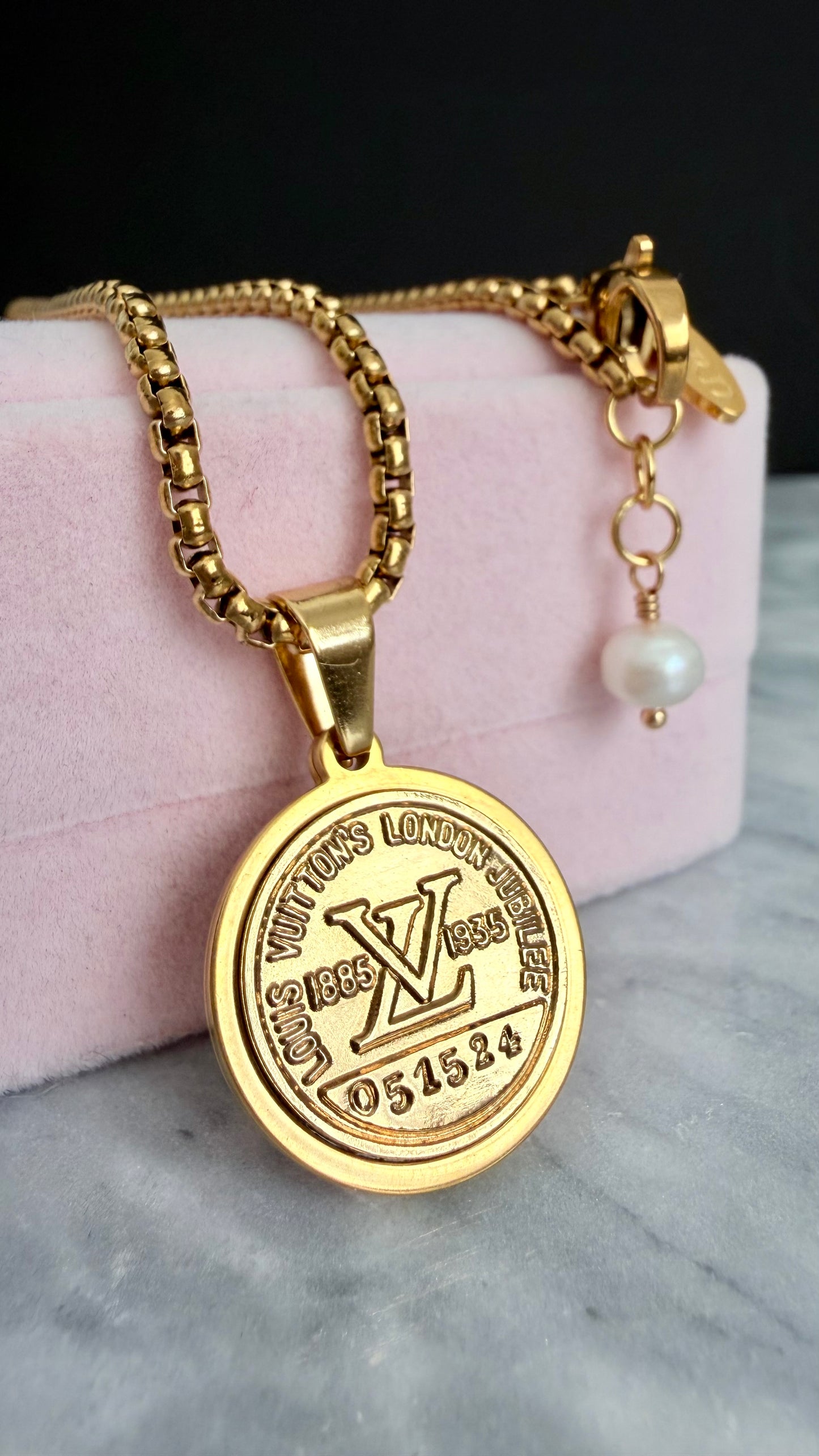 ✨Authentic gold reworked Louis Vuitton button Necklace - VERY rare!