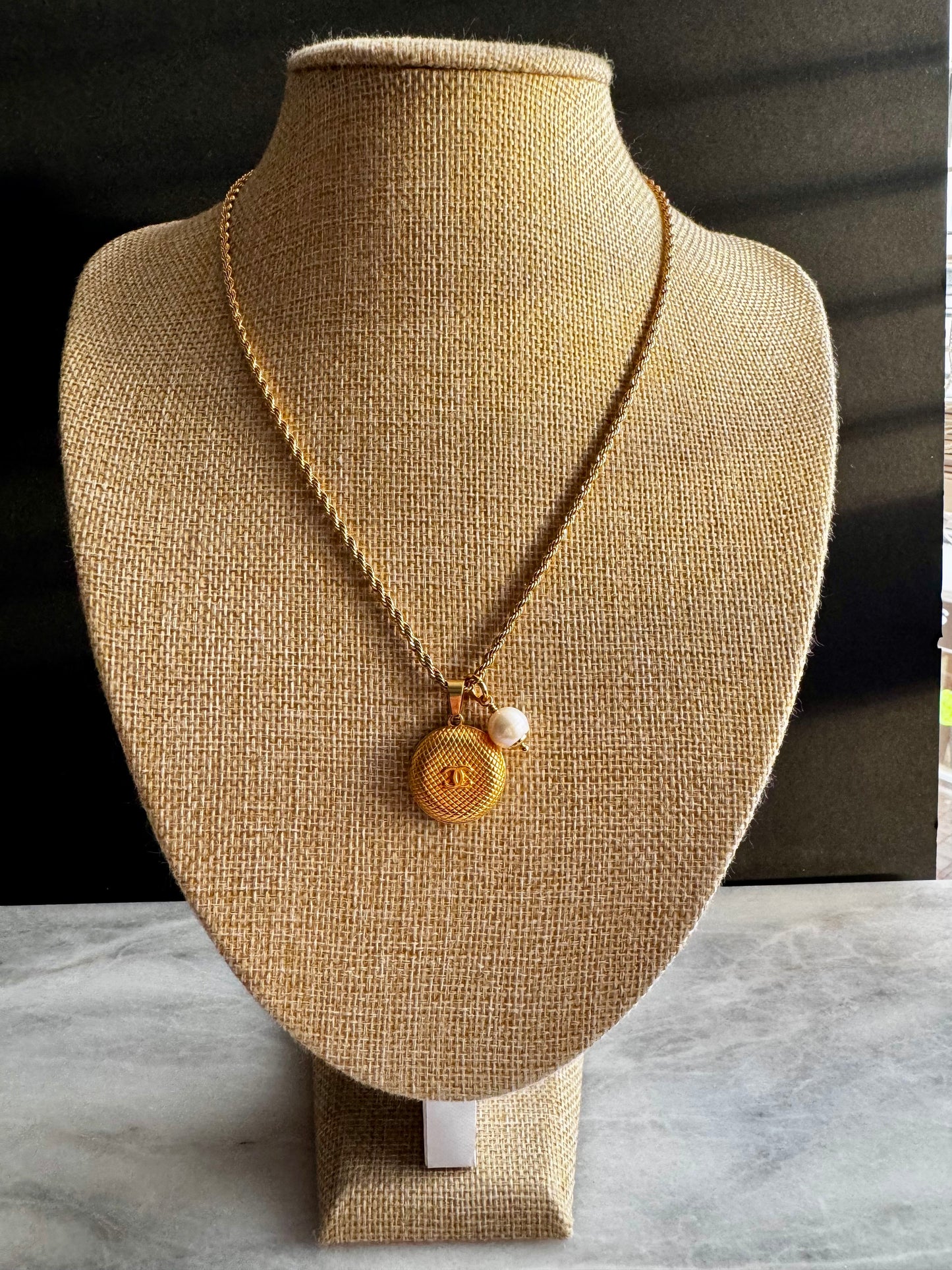 RARE Vintage Authentic reworked Gold button Necklace