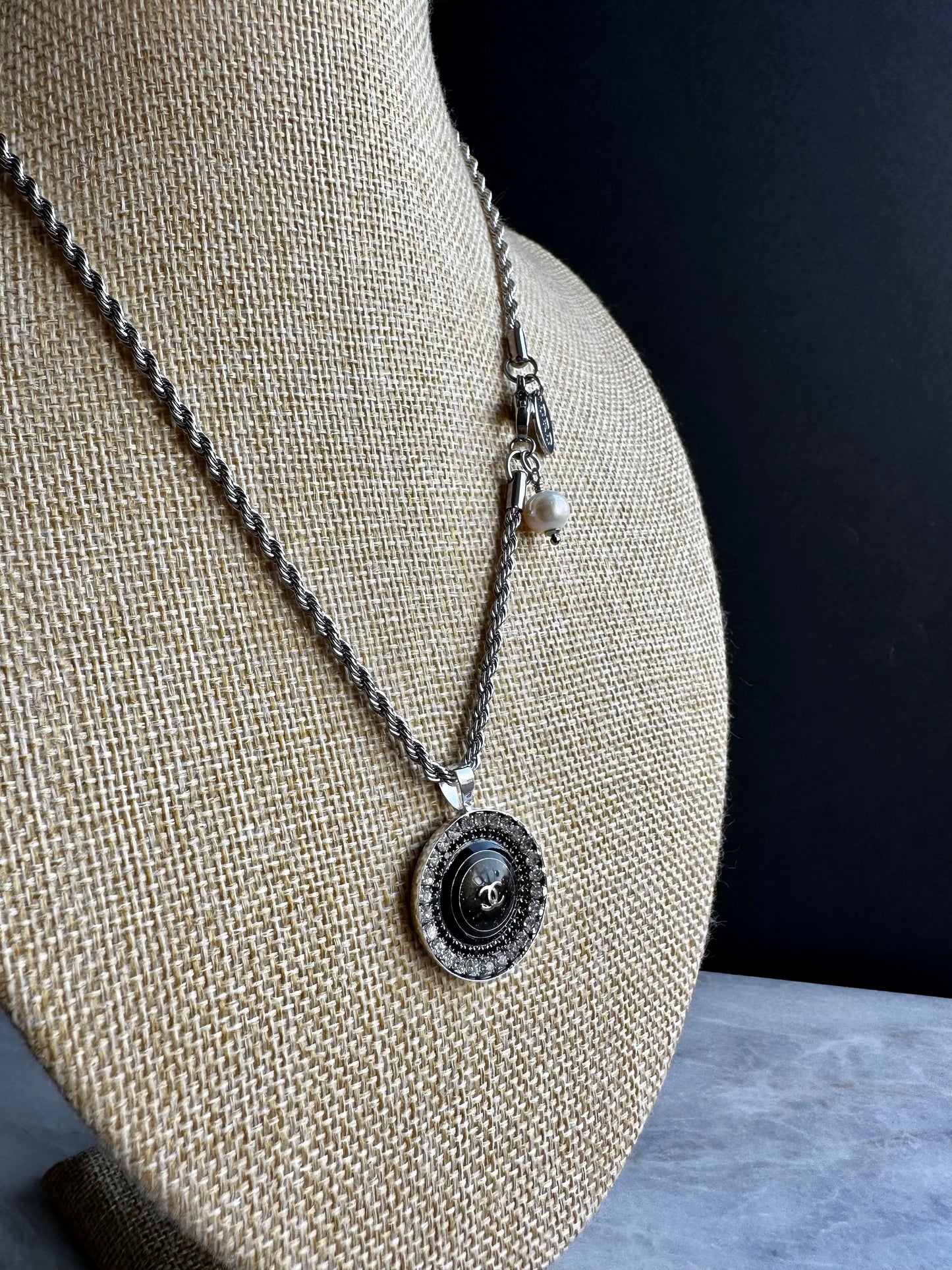 Authentic Reworked silver Button Necklace