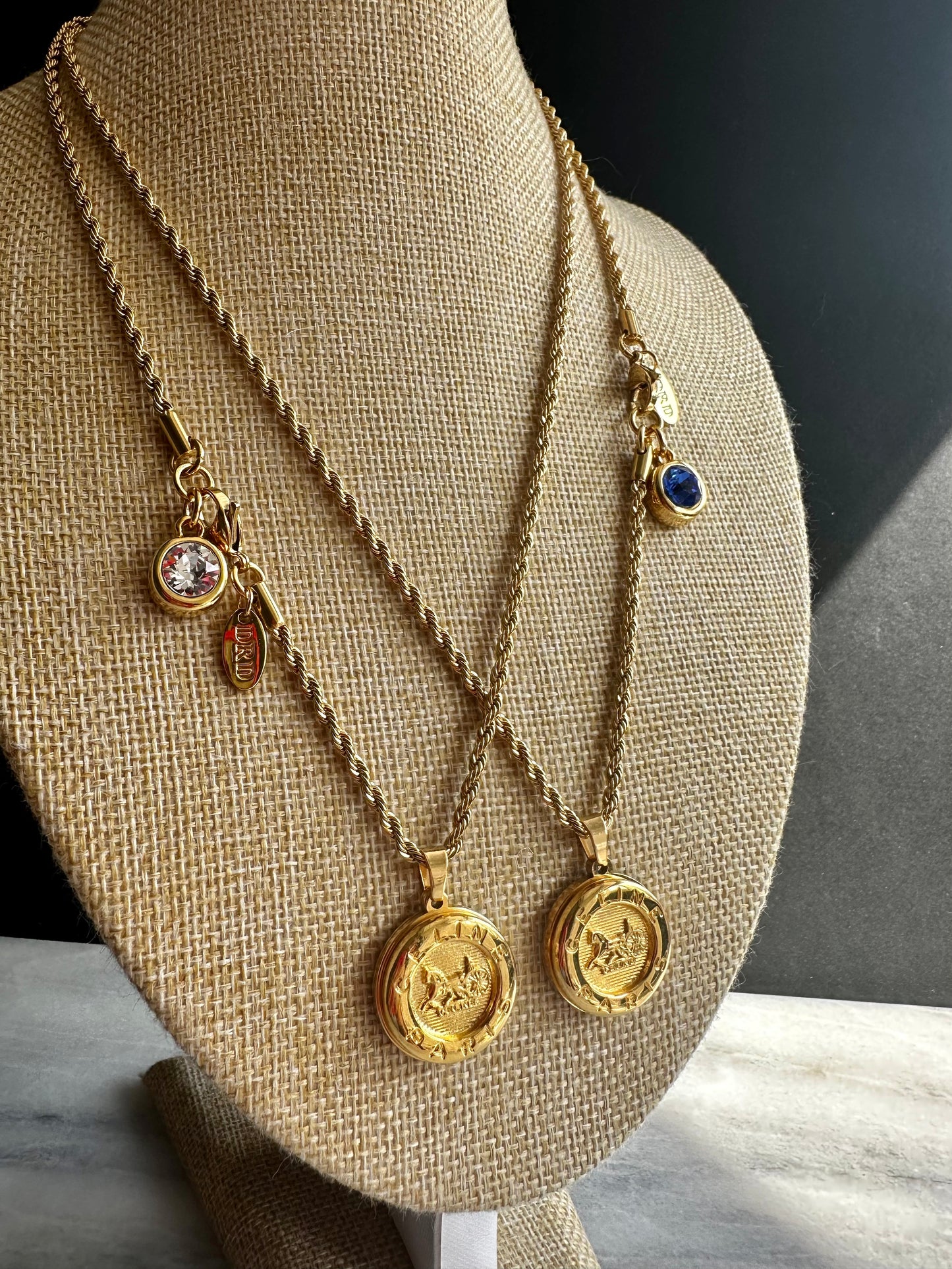 💙 Vintage Authentic reworked Celine Gold button Necklace